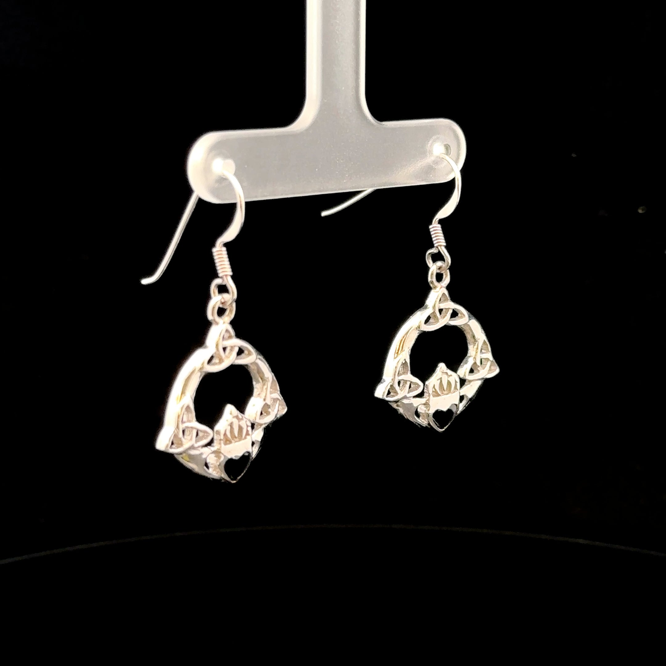 Kaylin Sterling Silver Claddagh Onyx Earrings