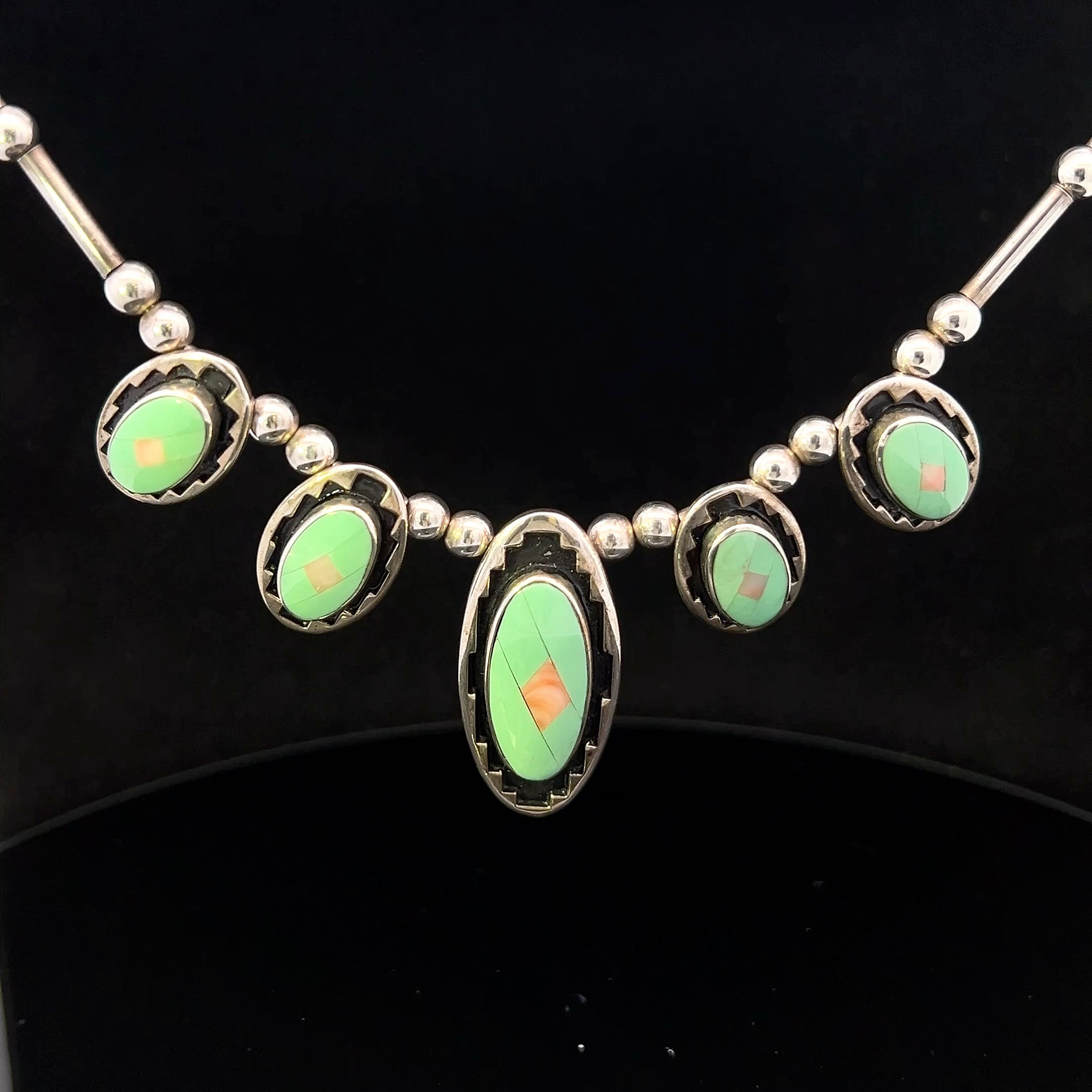 Alma S/S Green Turquoise & Coral Necklace