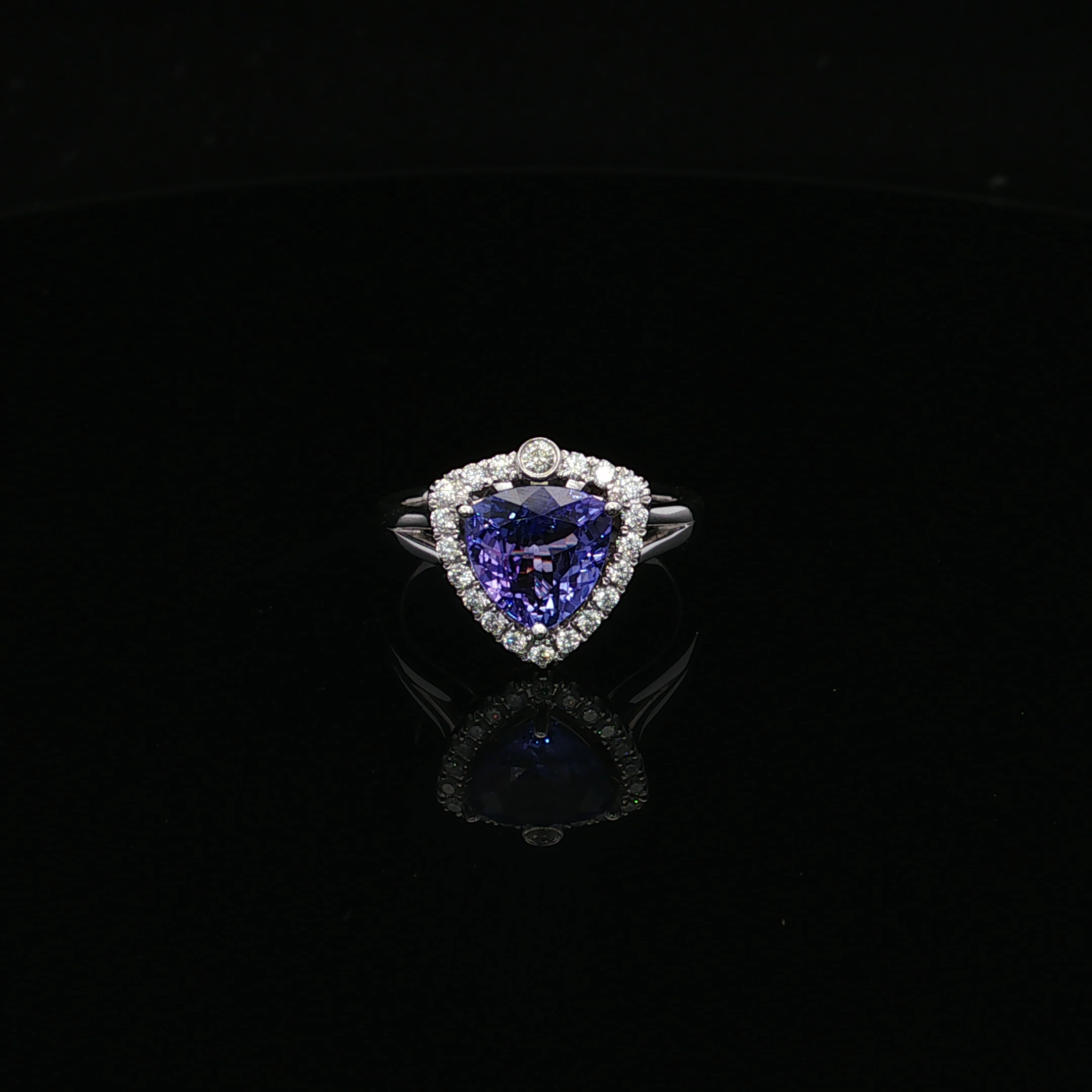 Kaia 14KW Tanzanite Diamond Halo Ring