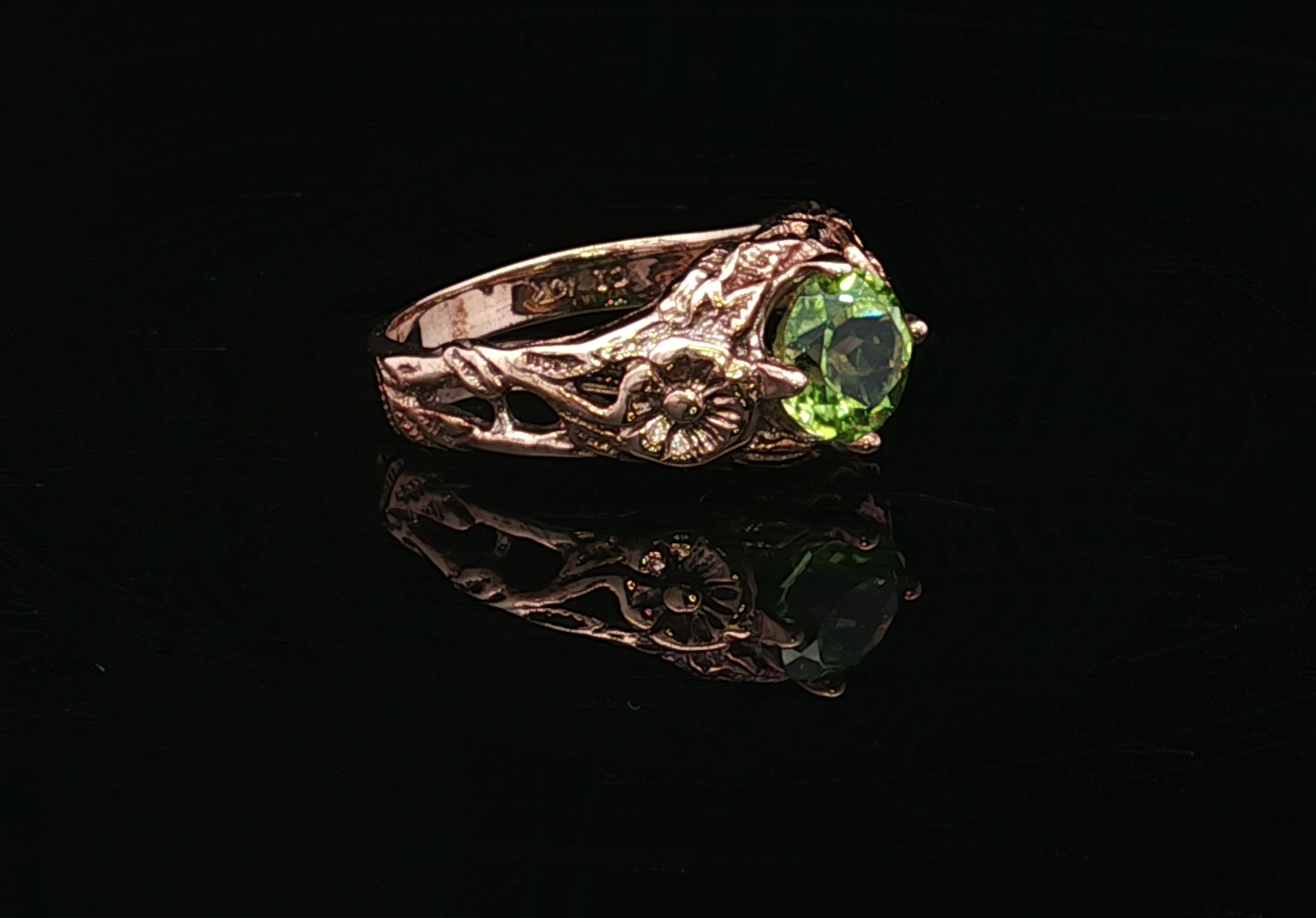 Tasha 10K Yellow Gold Green Tourmaline Filigree Ring