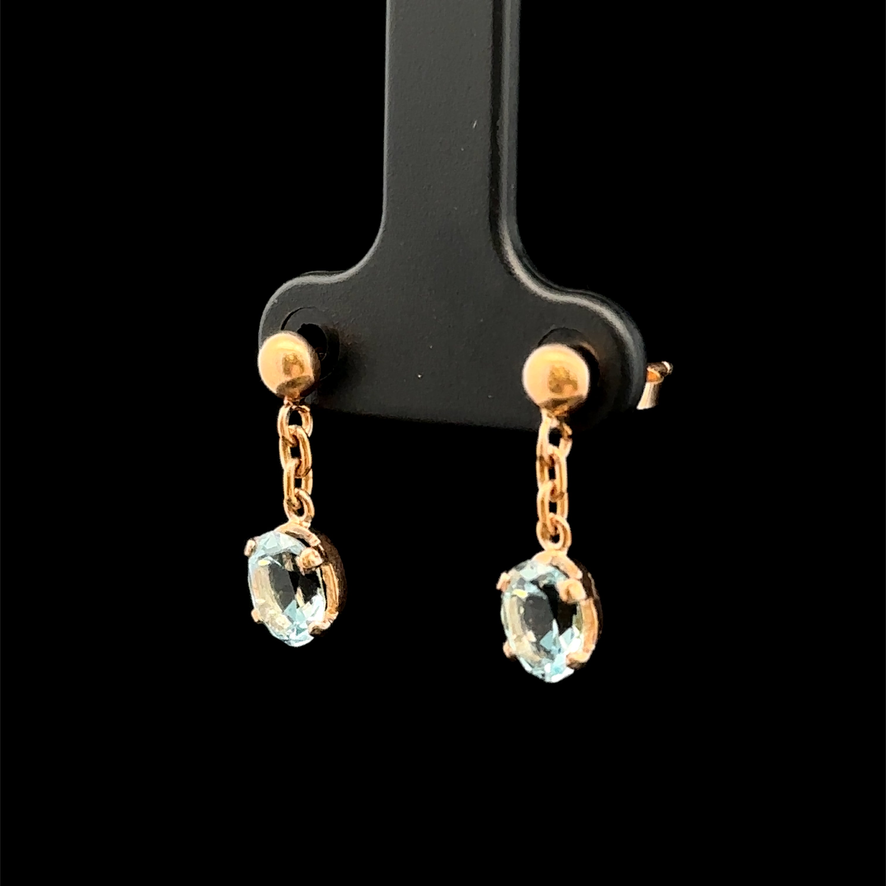 Mariana 14K Yellow Gold Oval Aquamarine Dangle Earrings