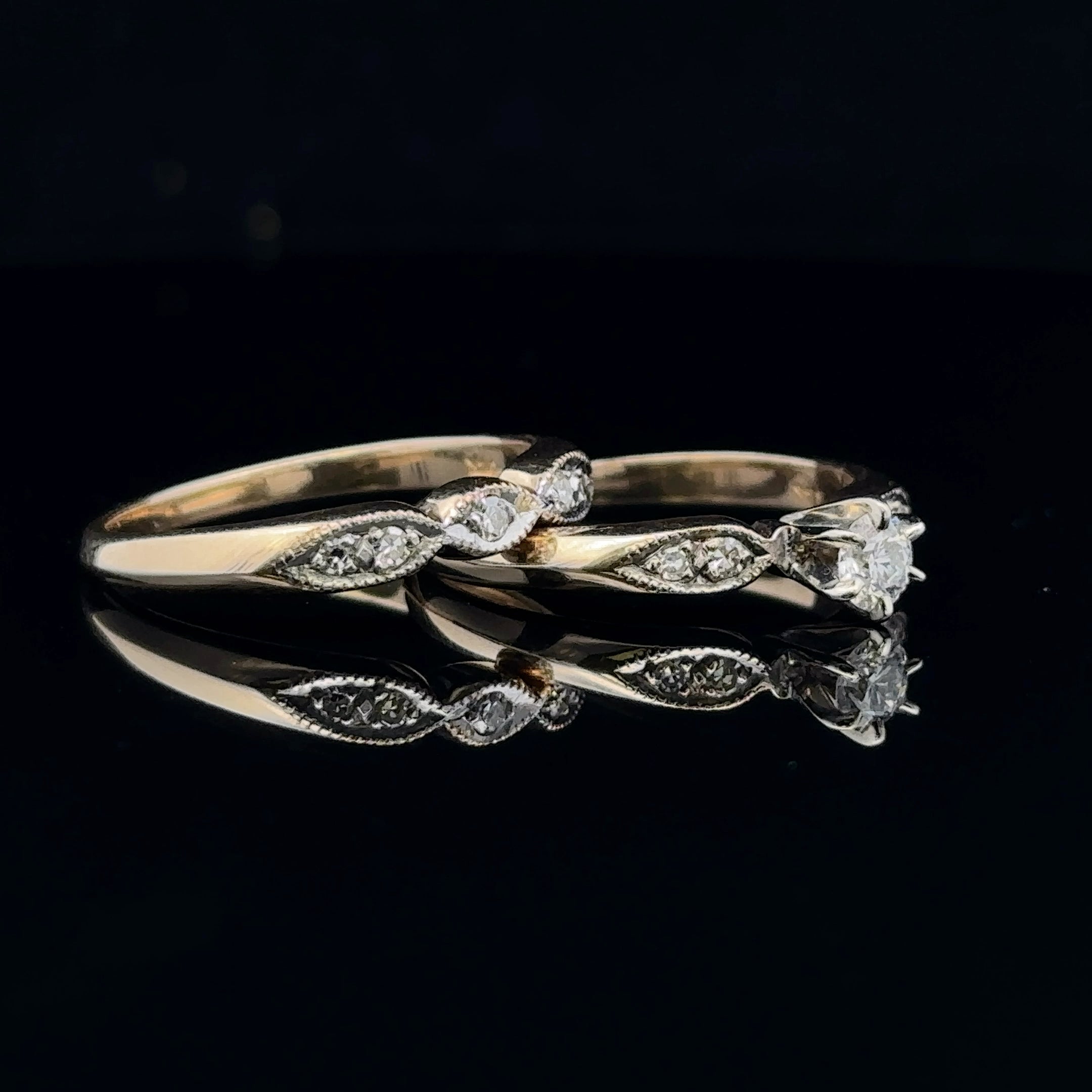 Genevieve Vintage-Style 14K Yellow Gold Wedding Set