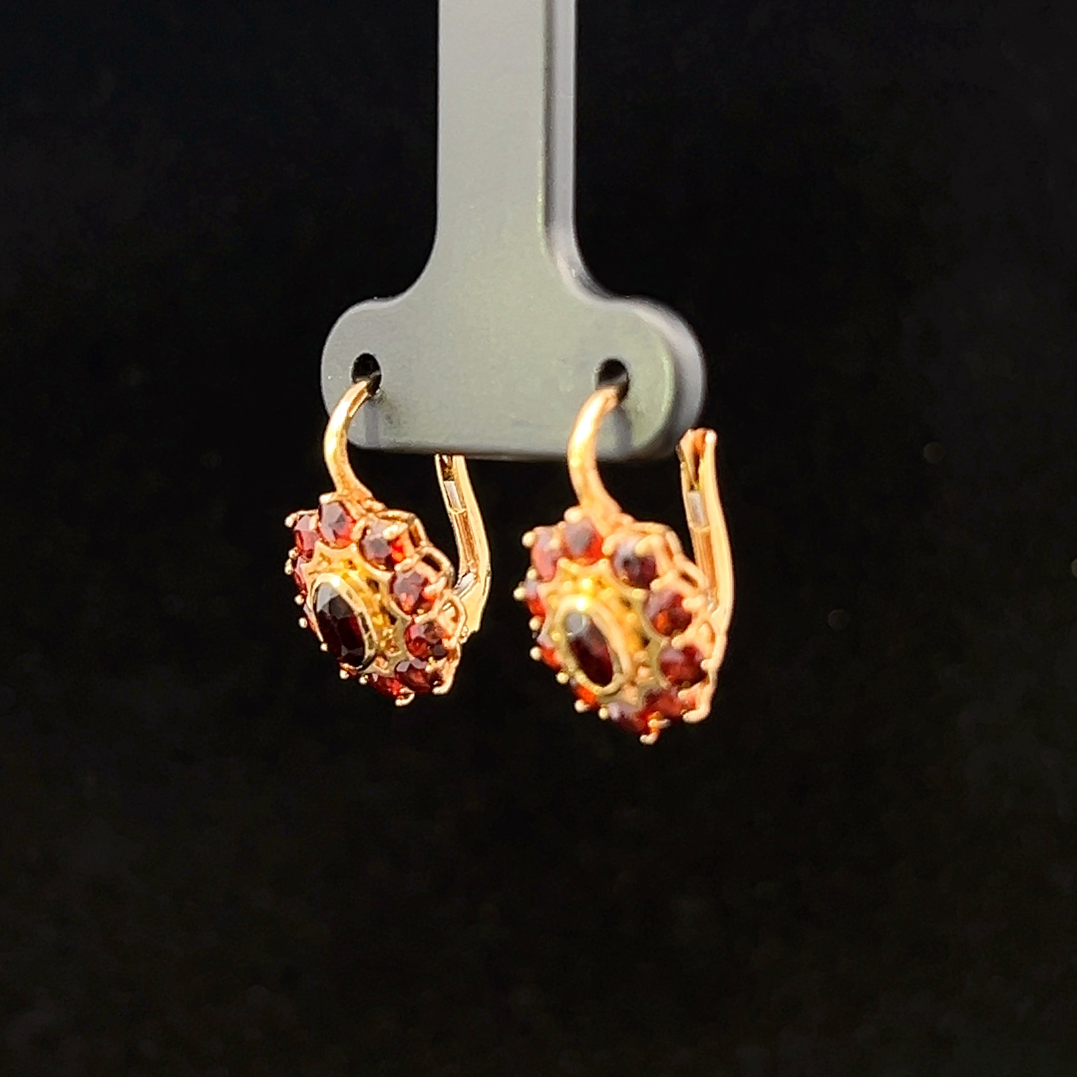 Rebecca 18K Yellow Gold Garnet Dangle Earrings