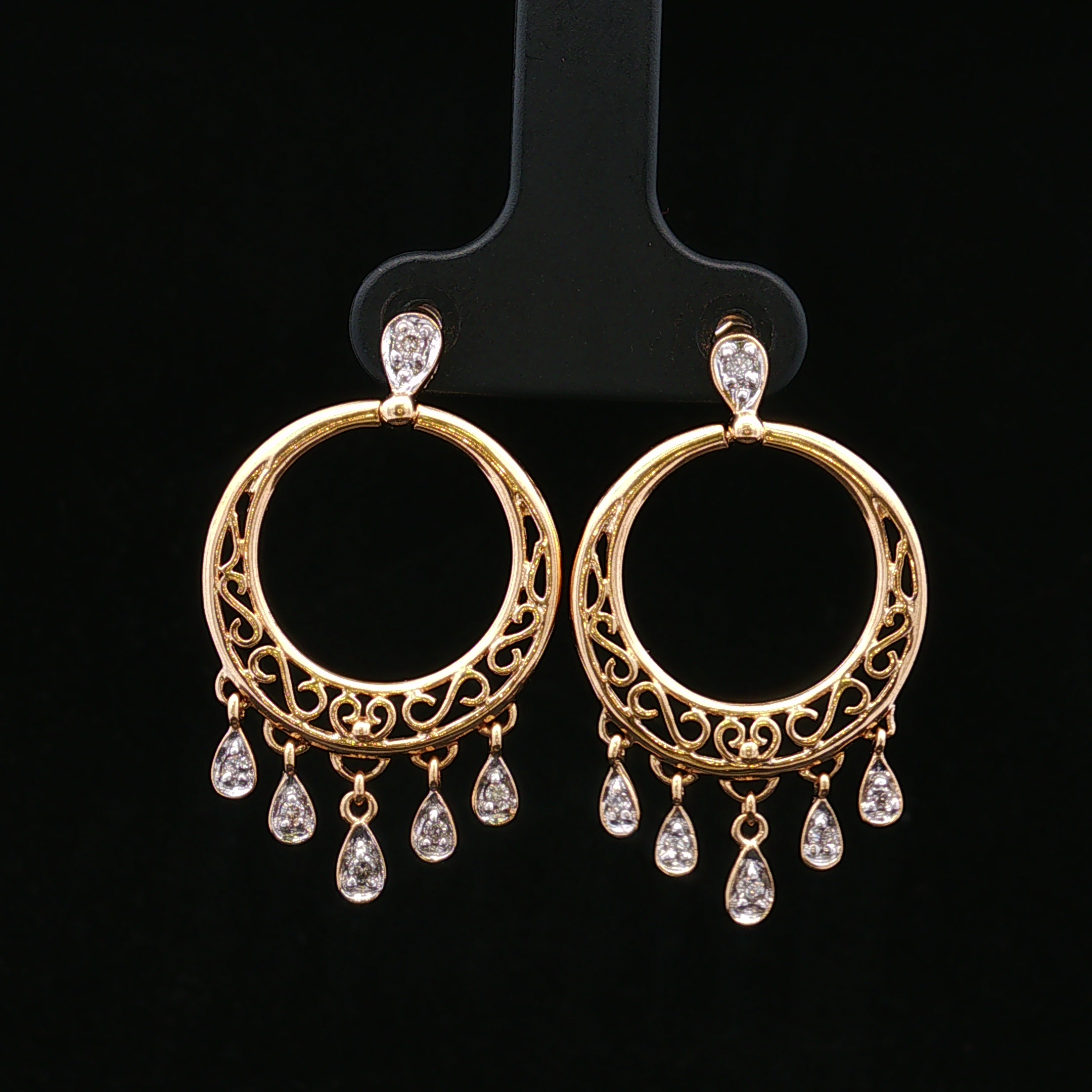 Maple 14K Two-Tone Diamond Dangle Hoop Earrings