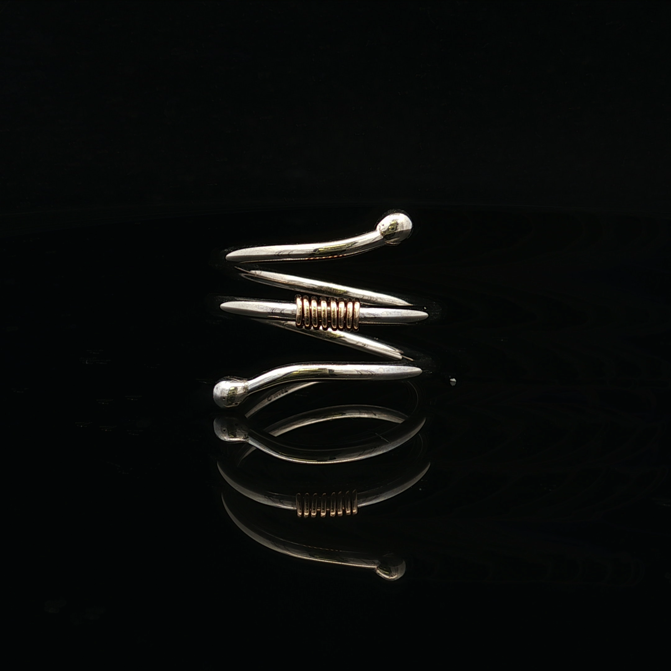 Bridget 14K White Gold Loop Ring with Swirl Center by Kathryn Pearce