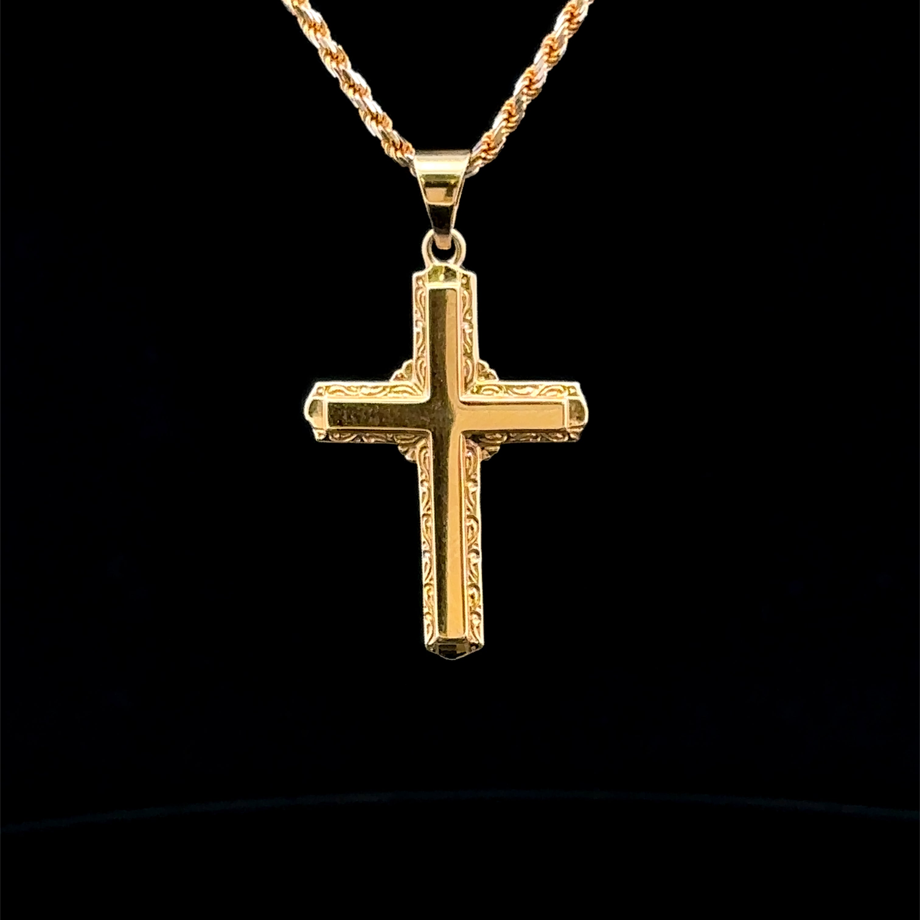 Kori 14K Yellow Gold Cross Pendant with Filigree Edges