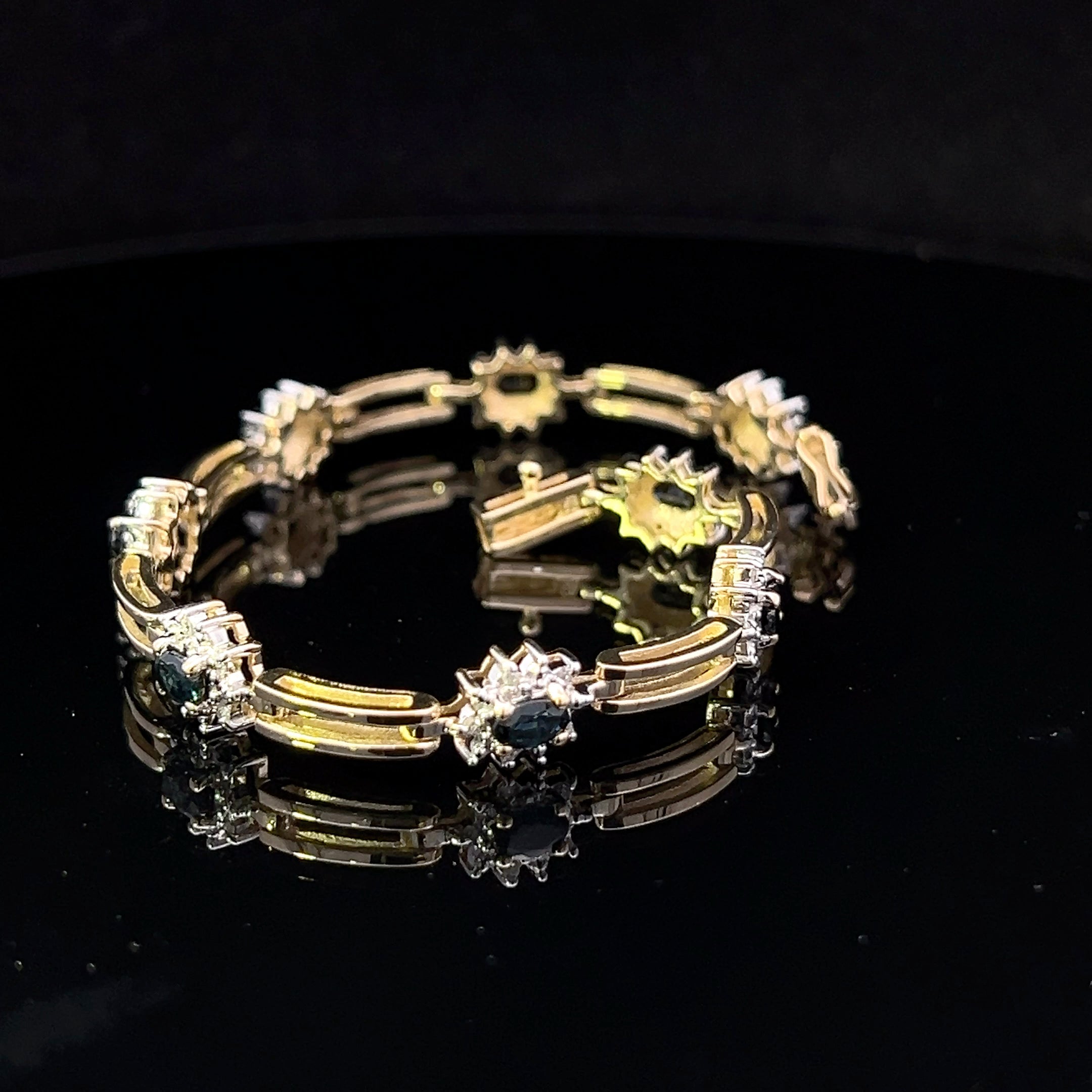 Carolina 14K Two-Tone Oval Sapphire & Diamond Bracelet