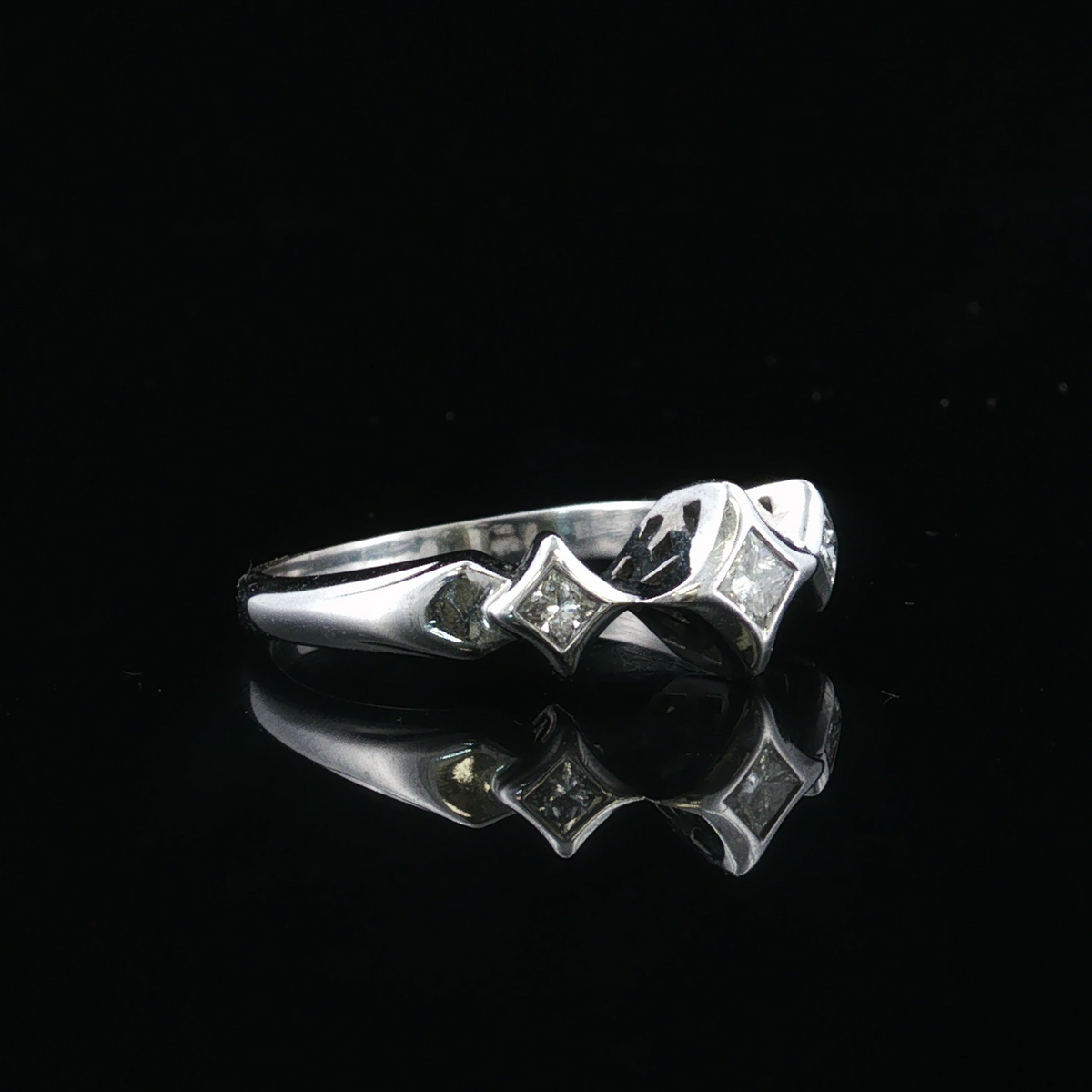 Marissa 14k White Gold Three-Stone Princess Cut Diamond Ring