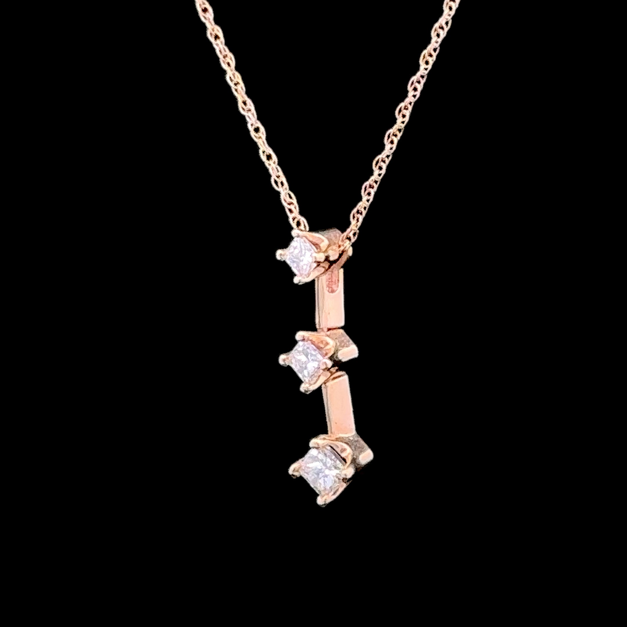 Scarlett 14K Yellow Gold Three-Stone Diamond Pendant with 18'' Cable Chain