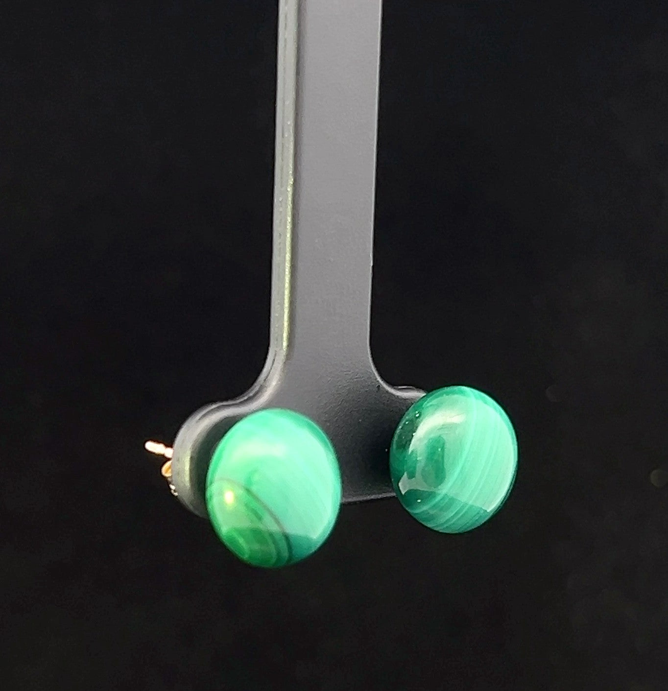 Maddie 14K Yellow Gold Malachite Button Earrings
