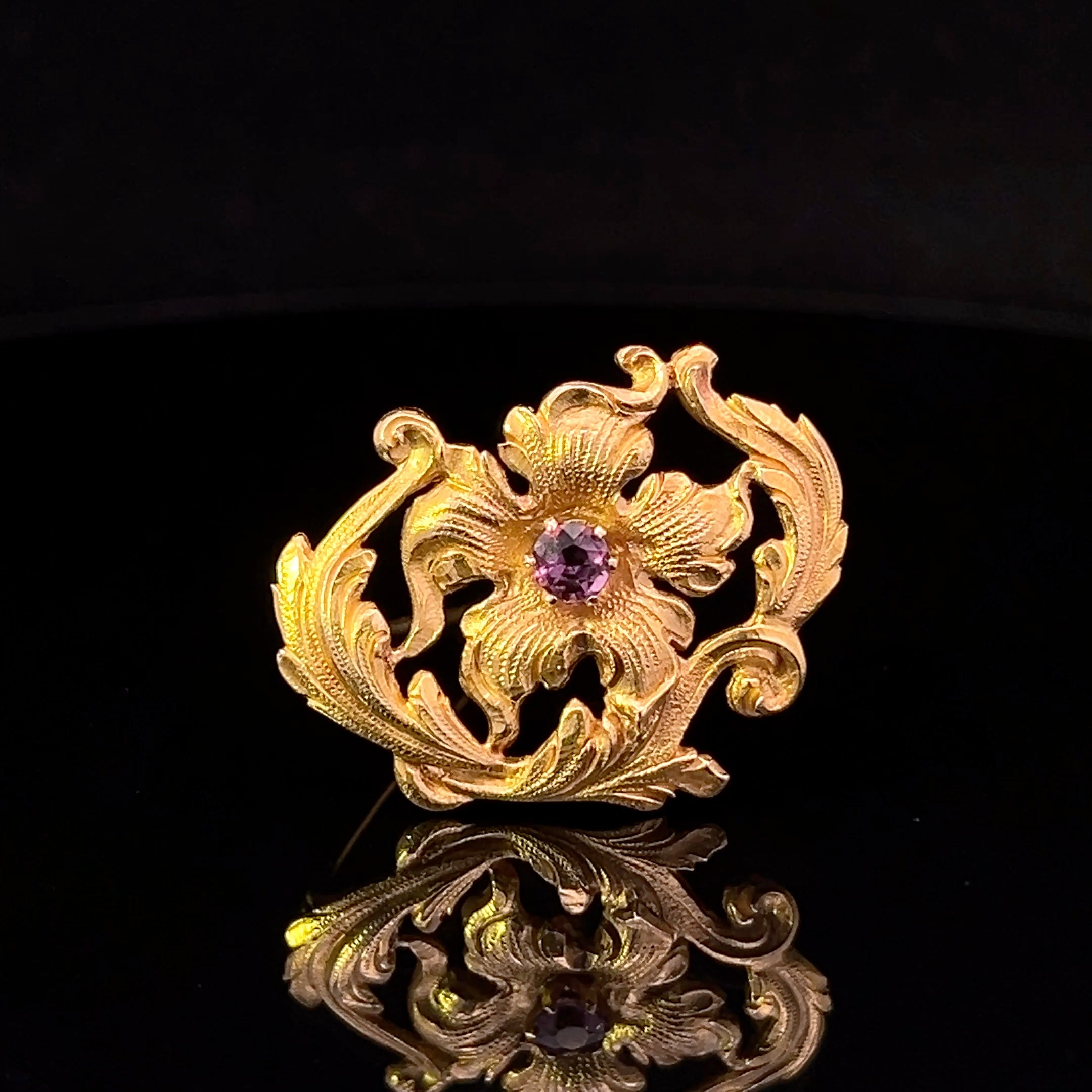 Keilani 14K Yellow Gold Amethyst Flower Pin