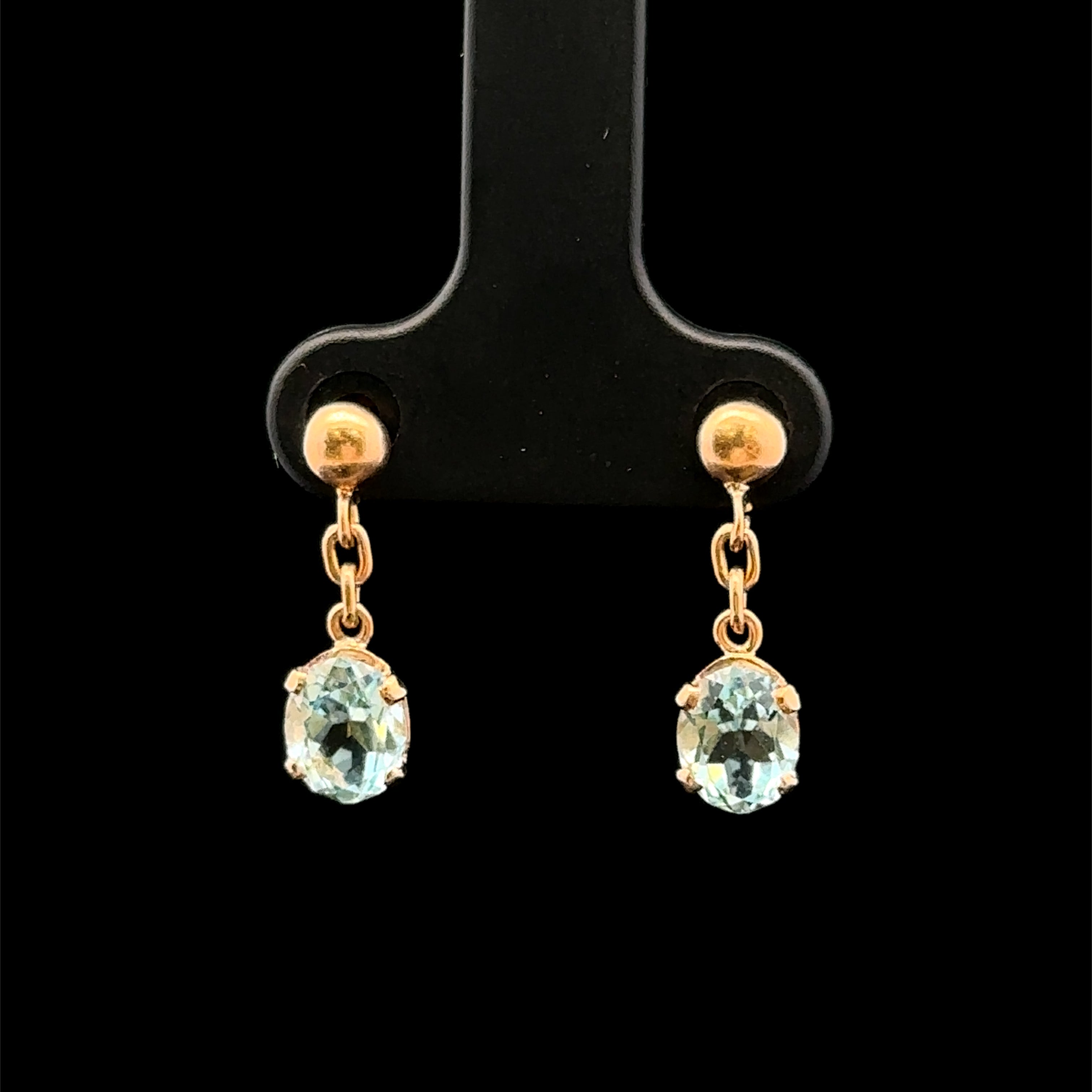 Mariana 14K Yellow Gold Oval Aquamarine Dangle Earrings