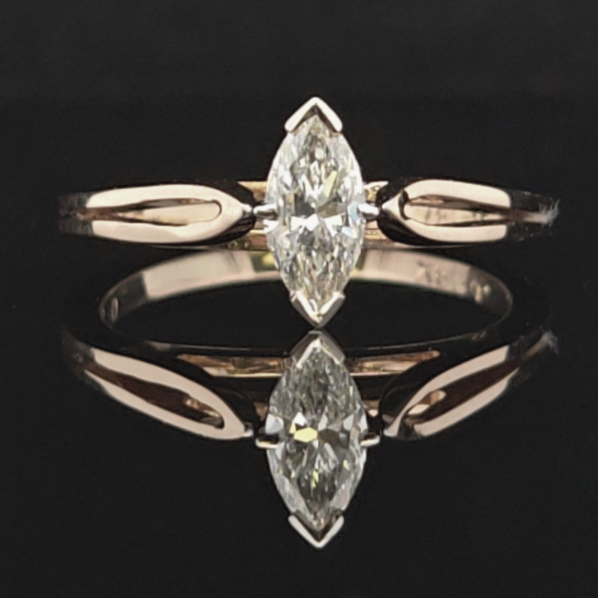 Elfie 18KY 1/2CT Marquise Diamond Engagement Ring