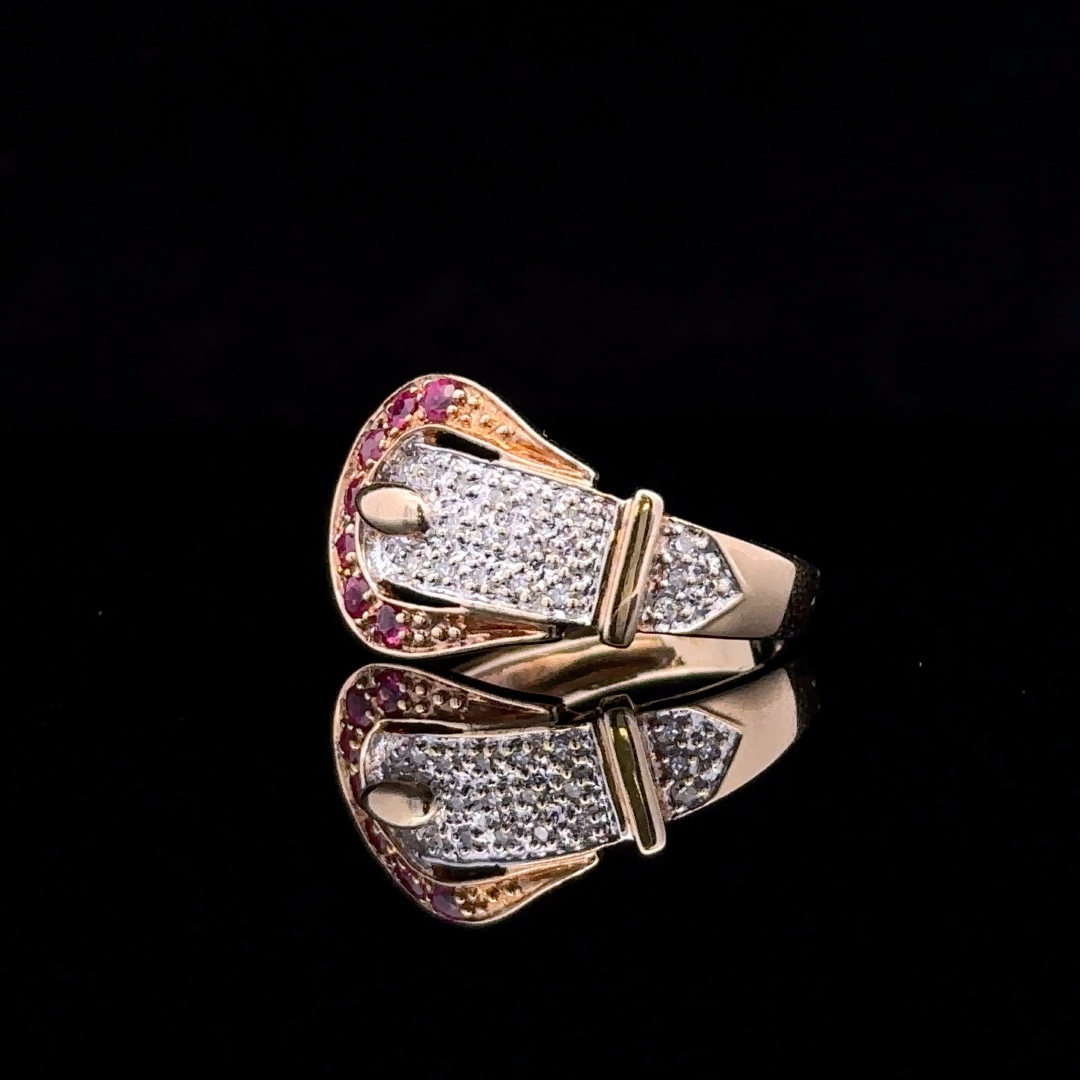 Kendra 14K Yellow Gold Ruby and Diamond Belt Ring