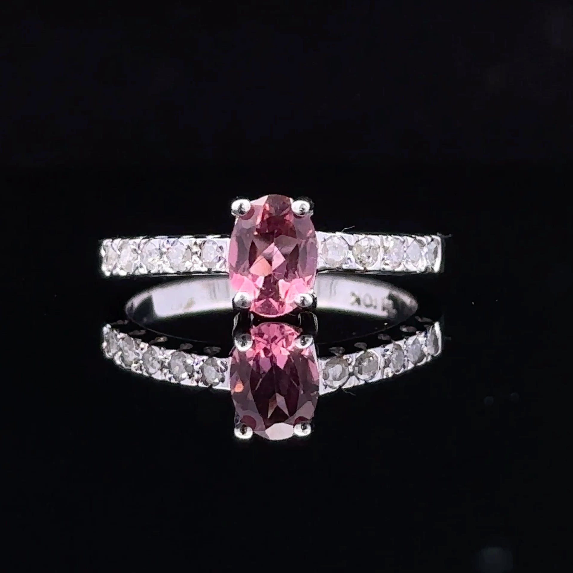 Calliope White 10K Contemporary Ring with Pink Tourmaline and Diamonds