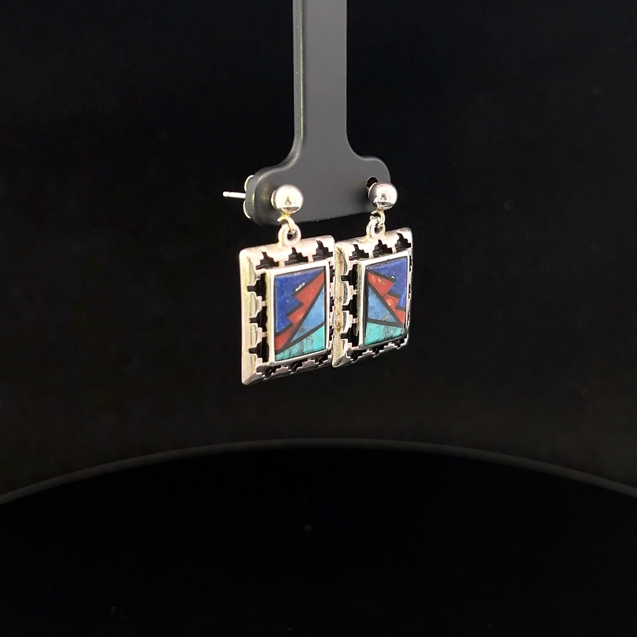 Jolene S/S Lapis, Coral & Turquoise Inlay Earrings