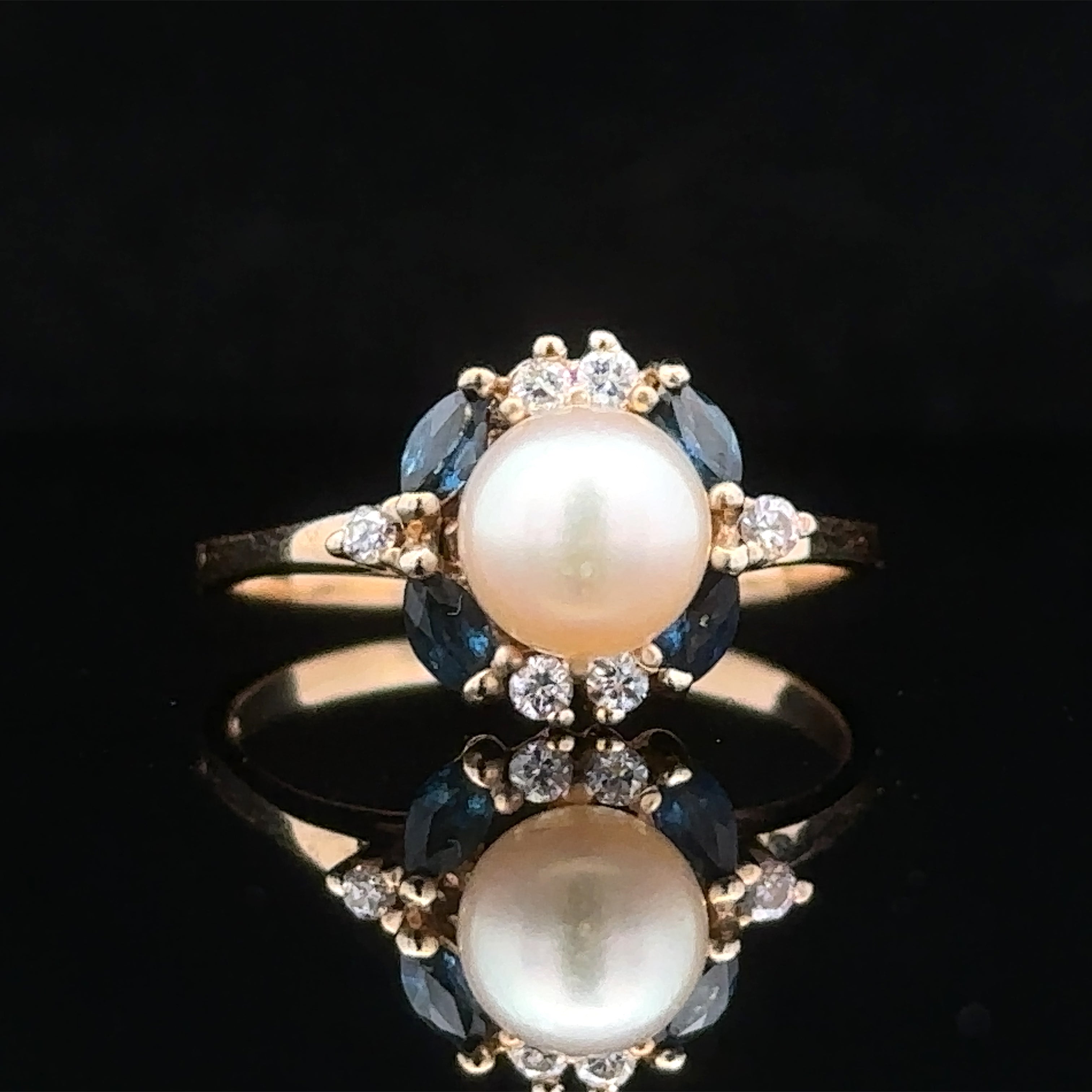 Emma Pearl And Sapphire Ring