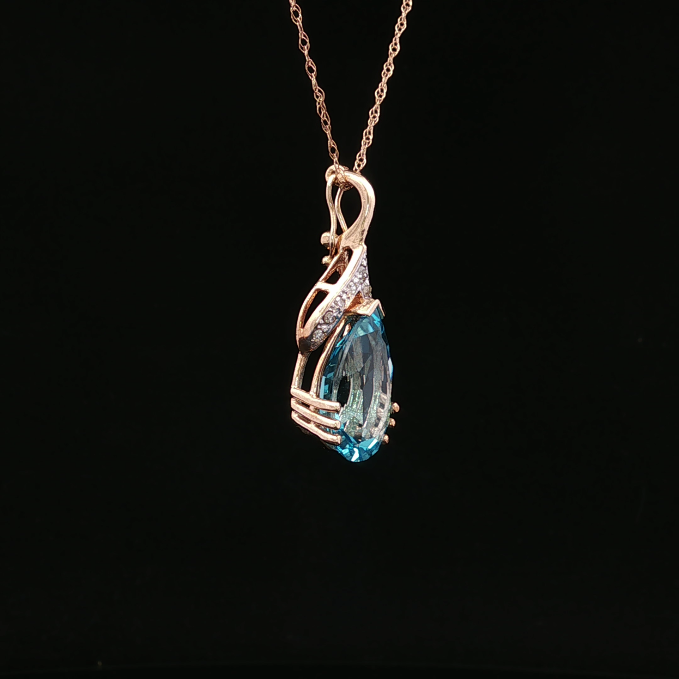 Oakleigh 14K Yellow Gold Drop Necklace with Pear Blue Topaz