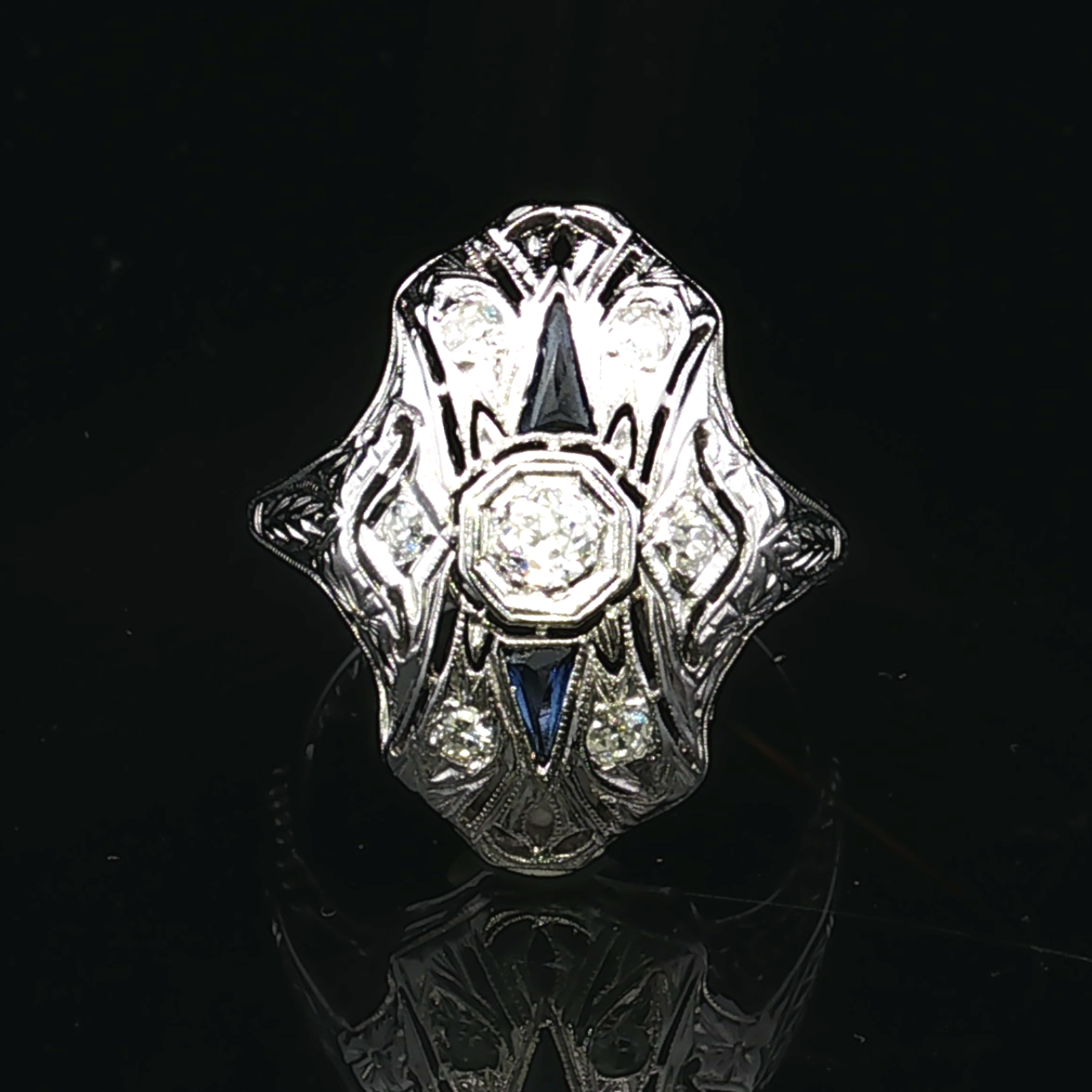 Helene Diamond Filigree Ring in 18K White Gold