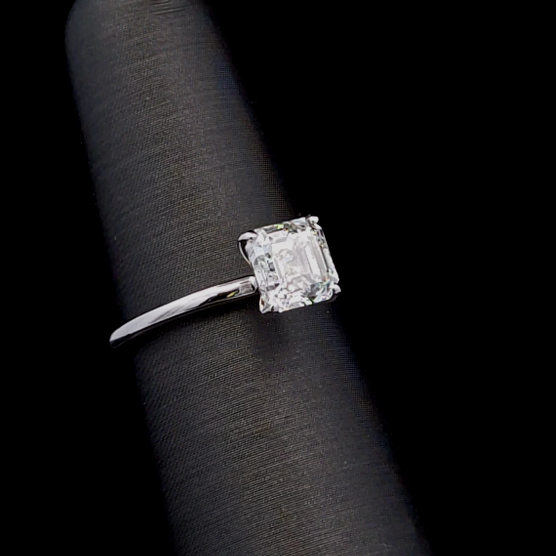 White 14K Asscher Lab Diamond Engagement Ring Size 7