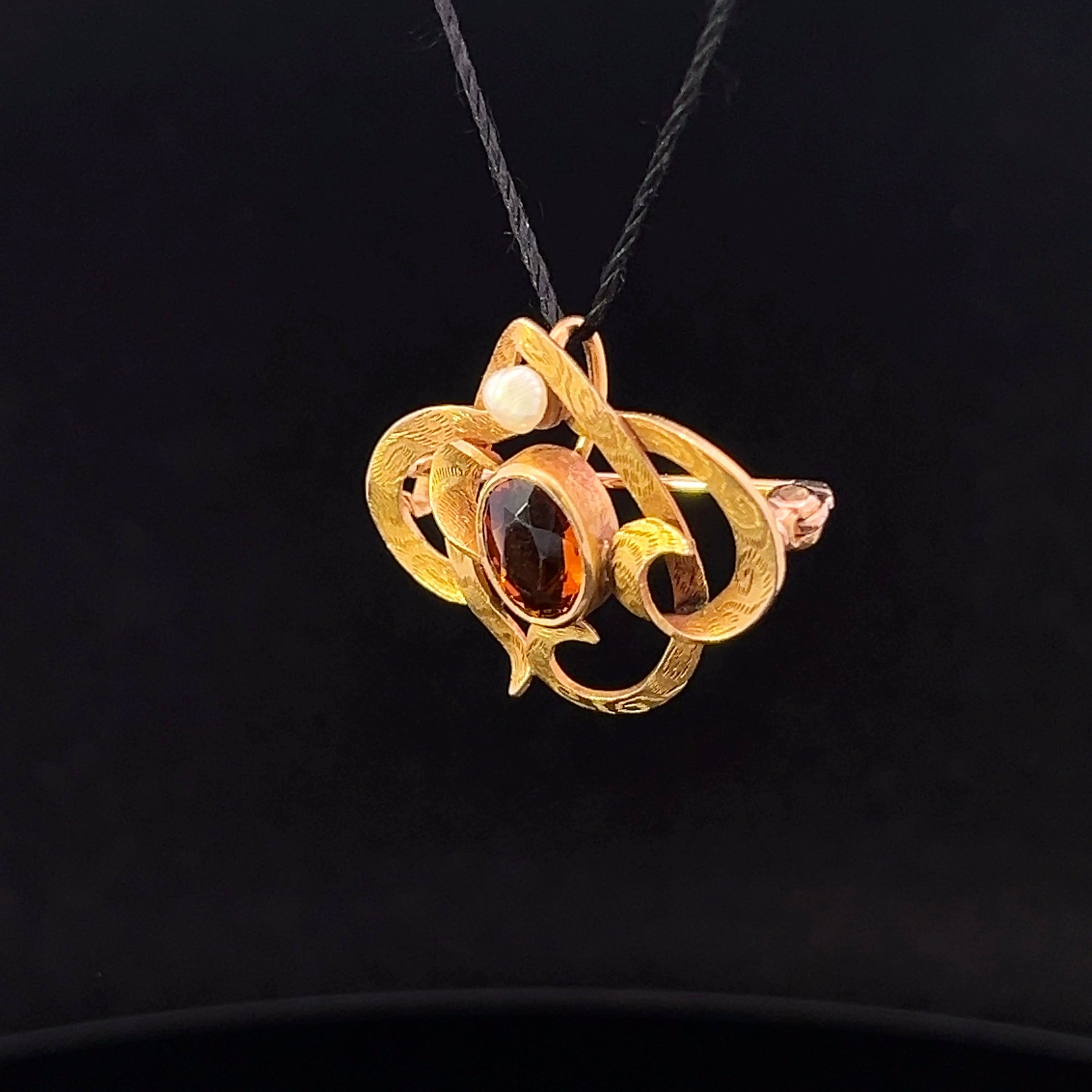 Arielle 14K Yellow Gold Oval Citrine & Pearl Pin Pendant