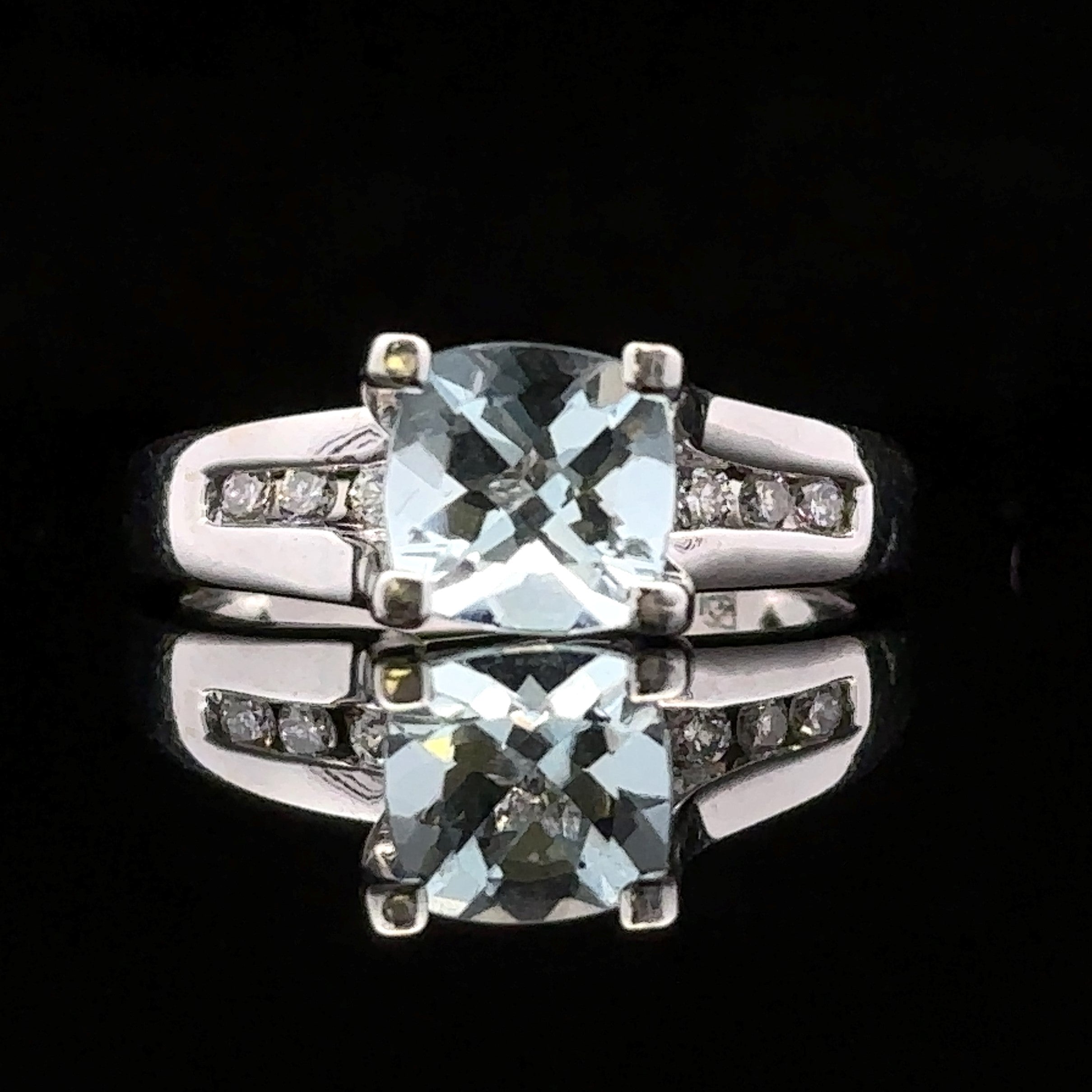 14K white gold channel set ring
