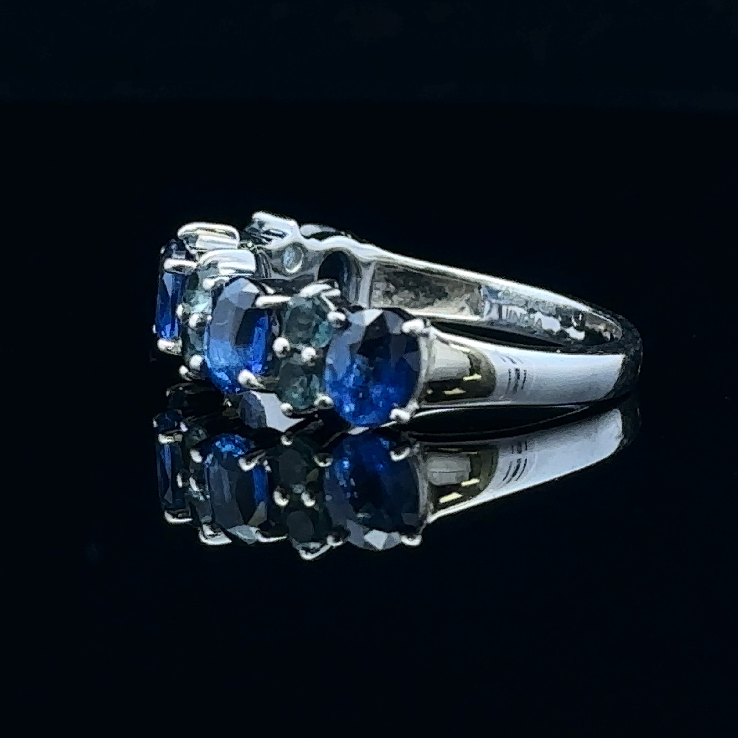 Alaiya White Silver Contemporary Fashion Ring with London Blue Topaz and Kyanite