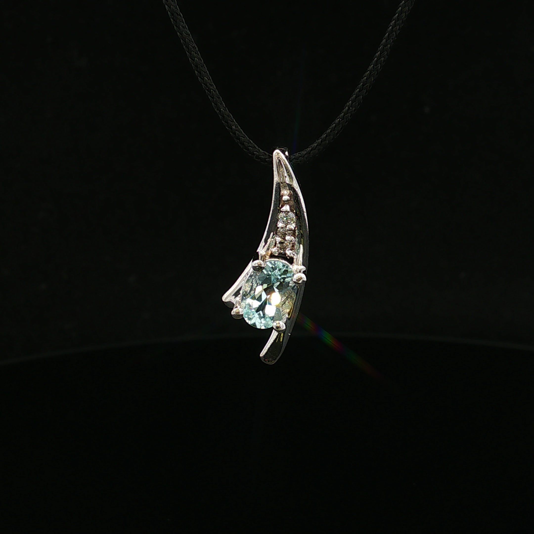 Holliselle 10KW .70 CT Aquamarine & Diamond Pendant