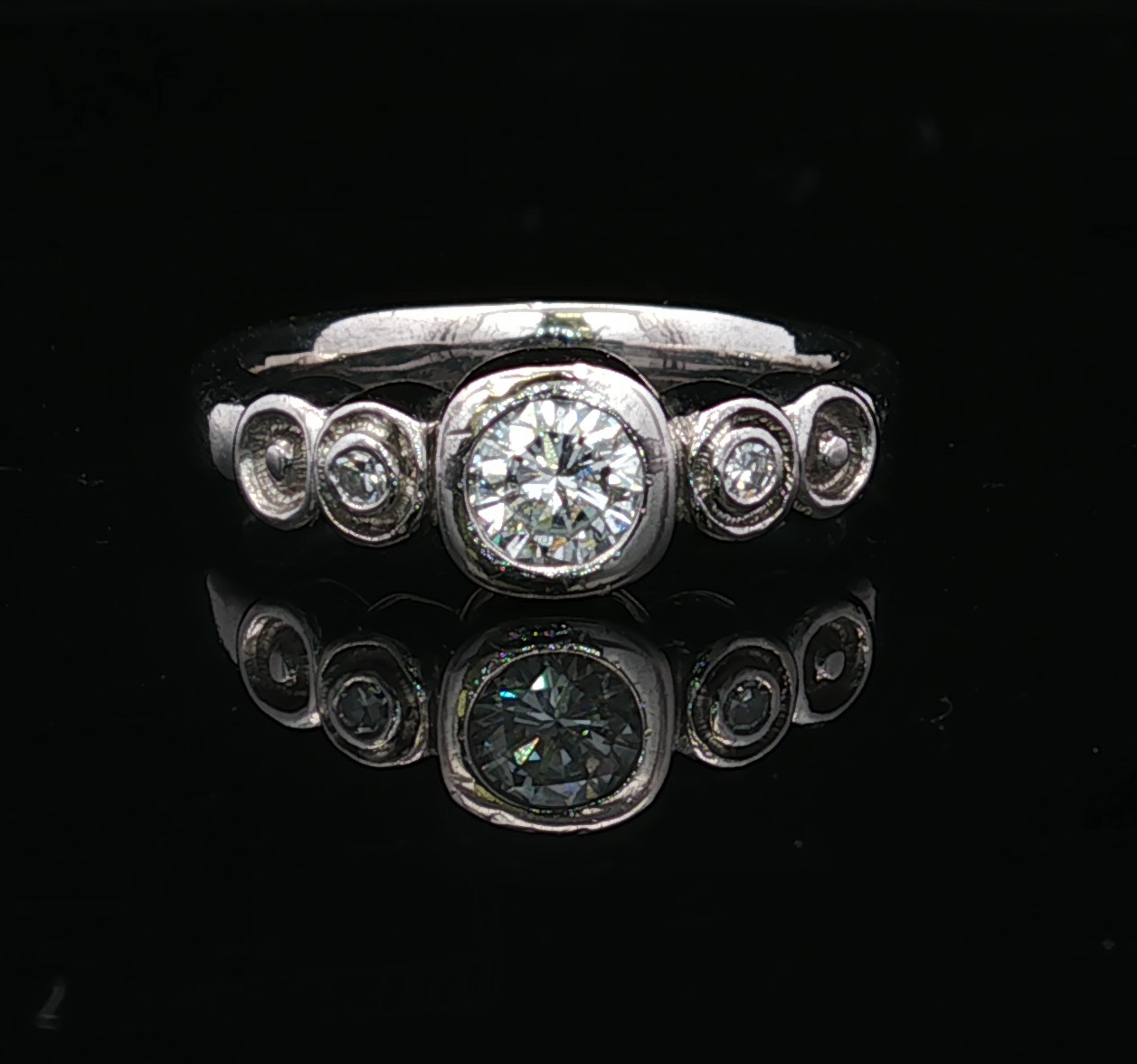 Arden Palladium 3 Stone Diamond Ring