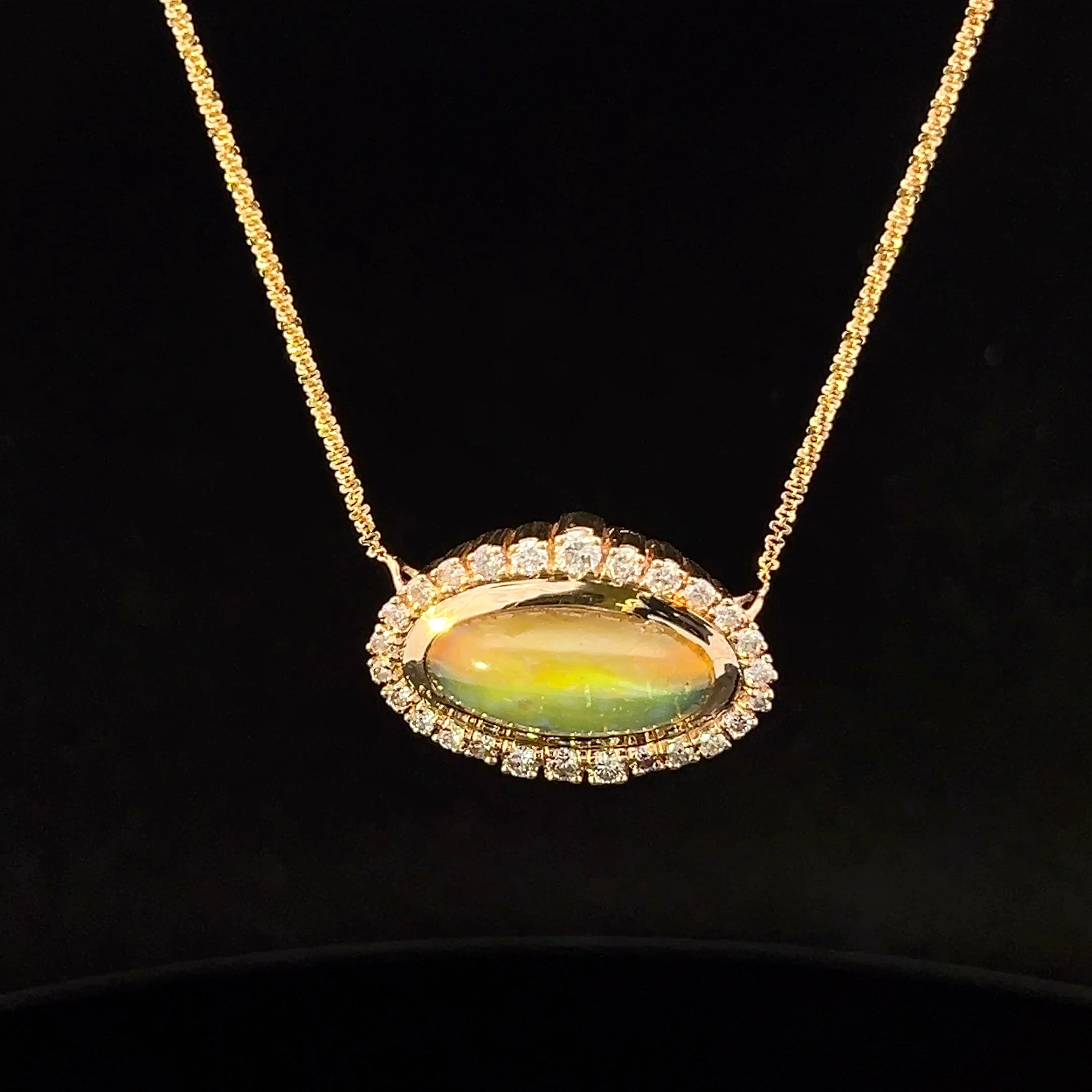 Emmaline 14K Yellow Gold Opal and Diamond Twisted Necklace