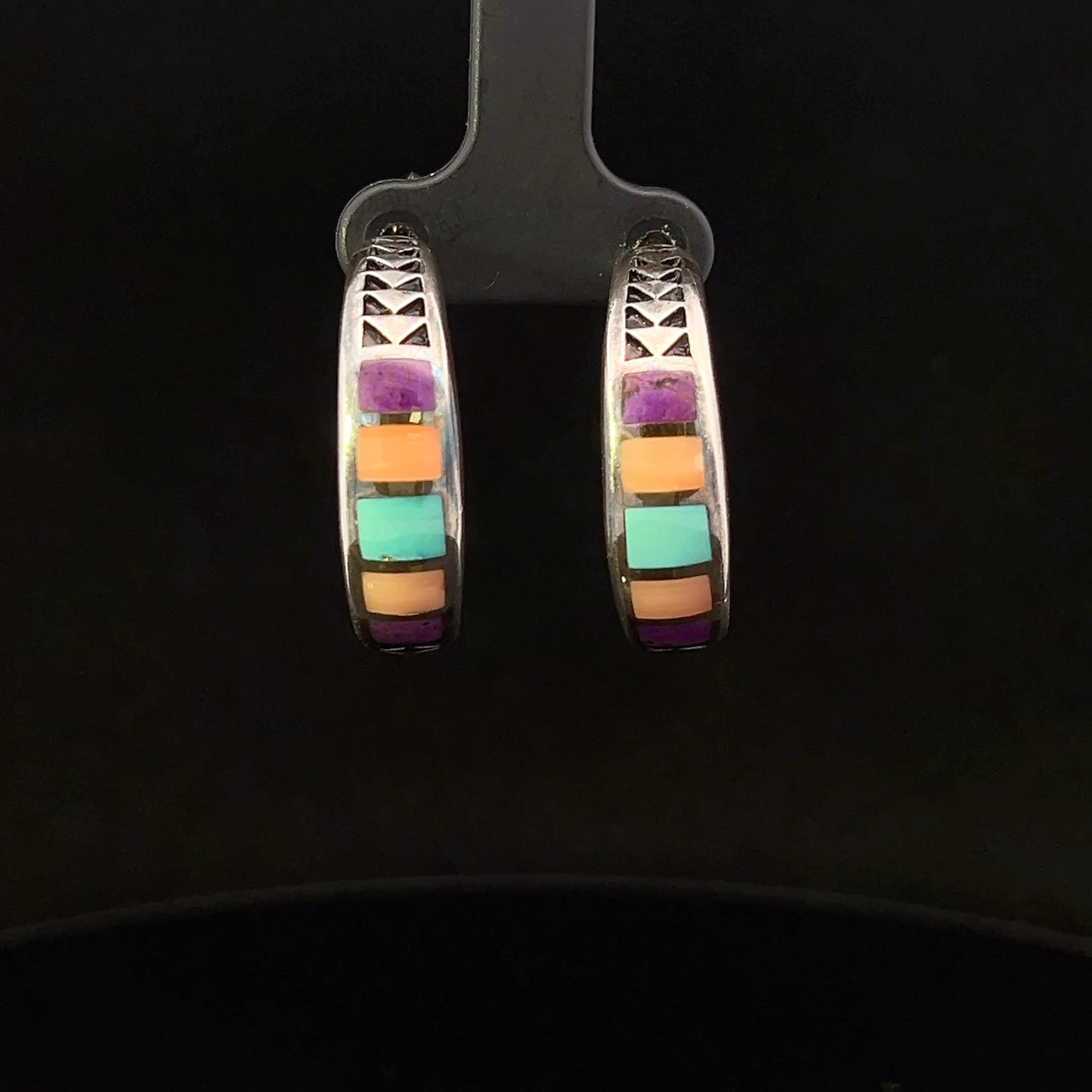 Wanda S/S Multi Stone Inlay Hoops