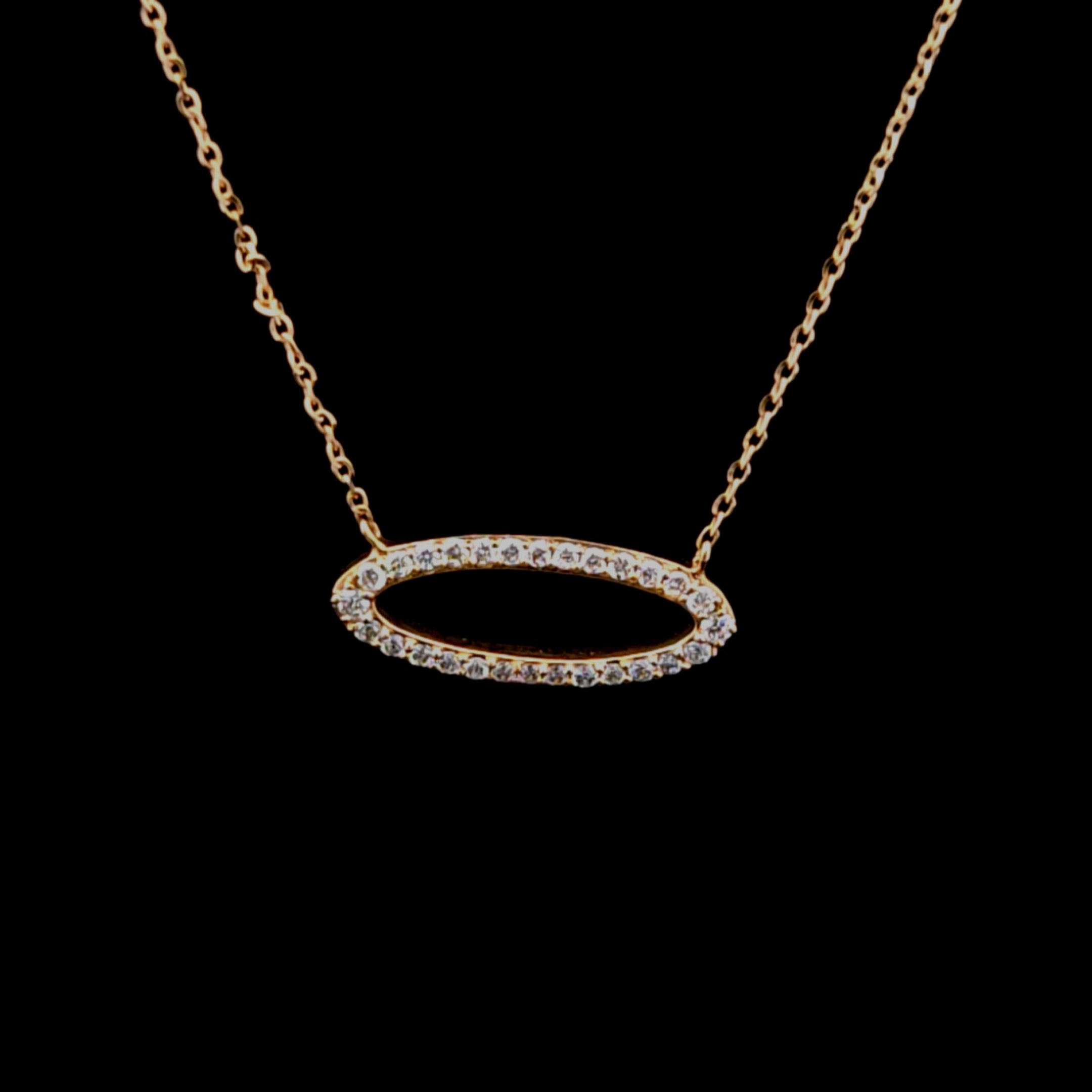 Nat 18K Yellow Gold Oval Diamond Necklace – Adjustable 16–18 Inch