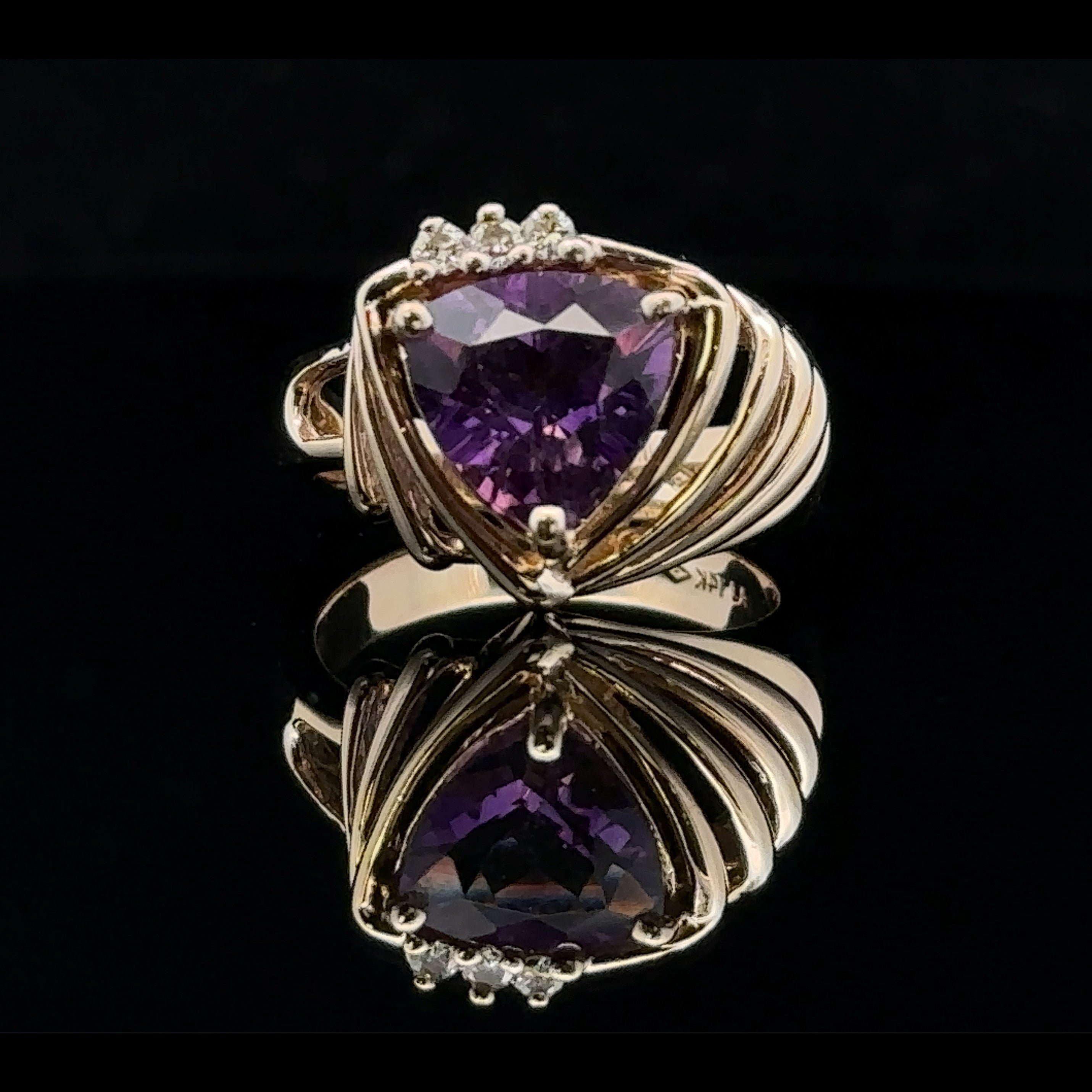 Demi 14K Yellow Gold Amethyst & Diamond Ring