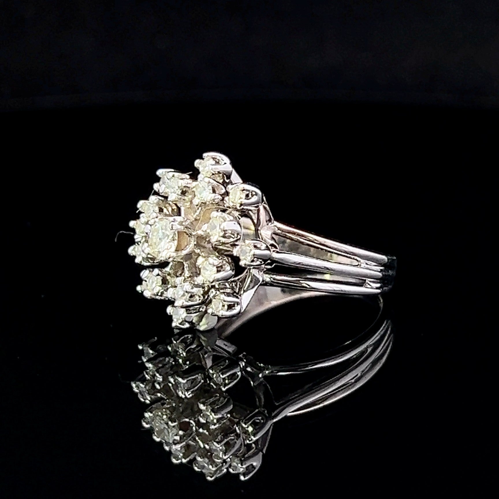 Mabel White 14K Vintage-Style Diamond Cluster Ring