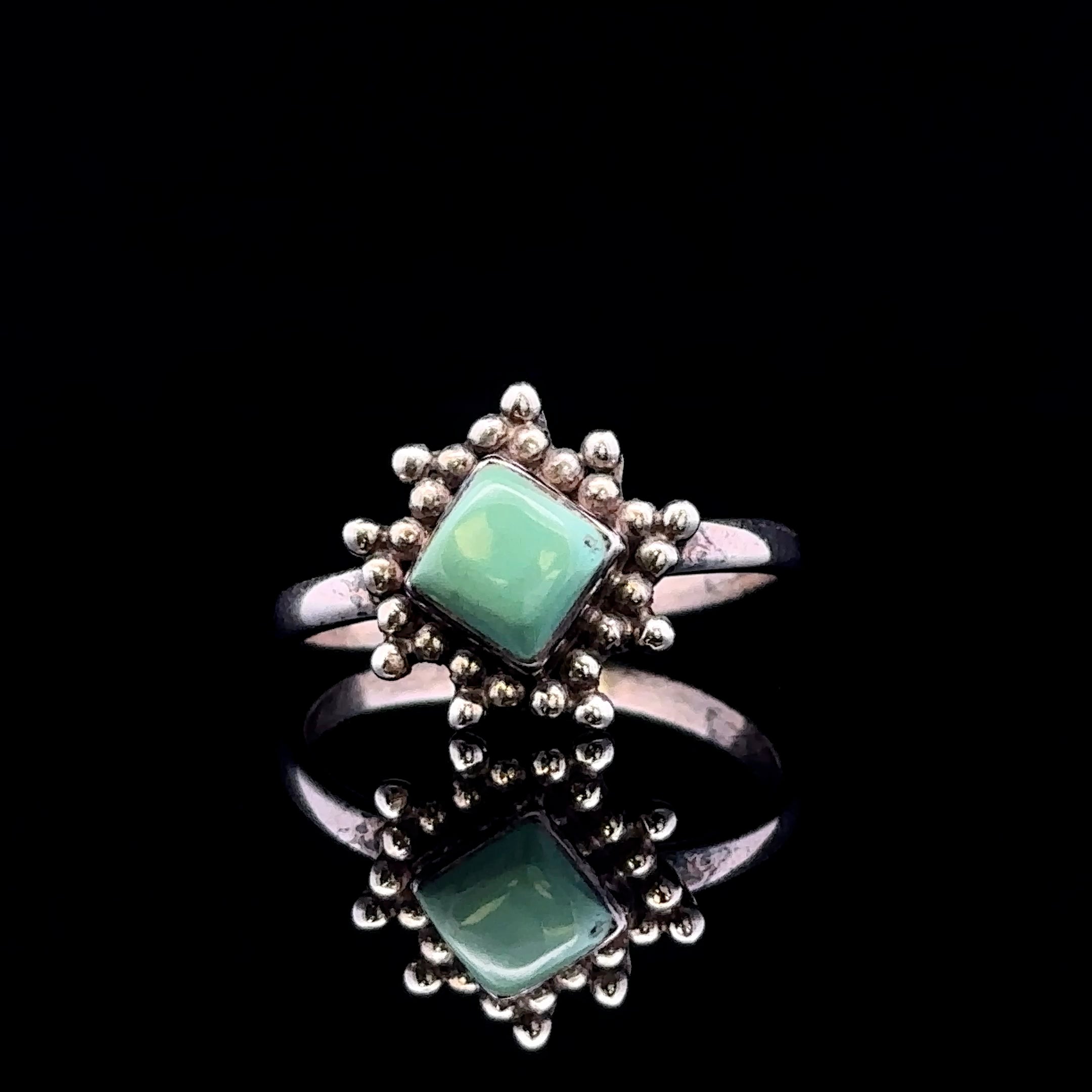 Elle Sterling Silver Turquoise Ring with Beading Design