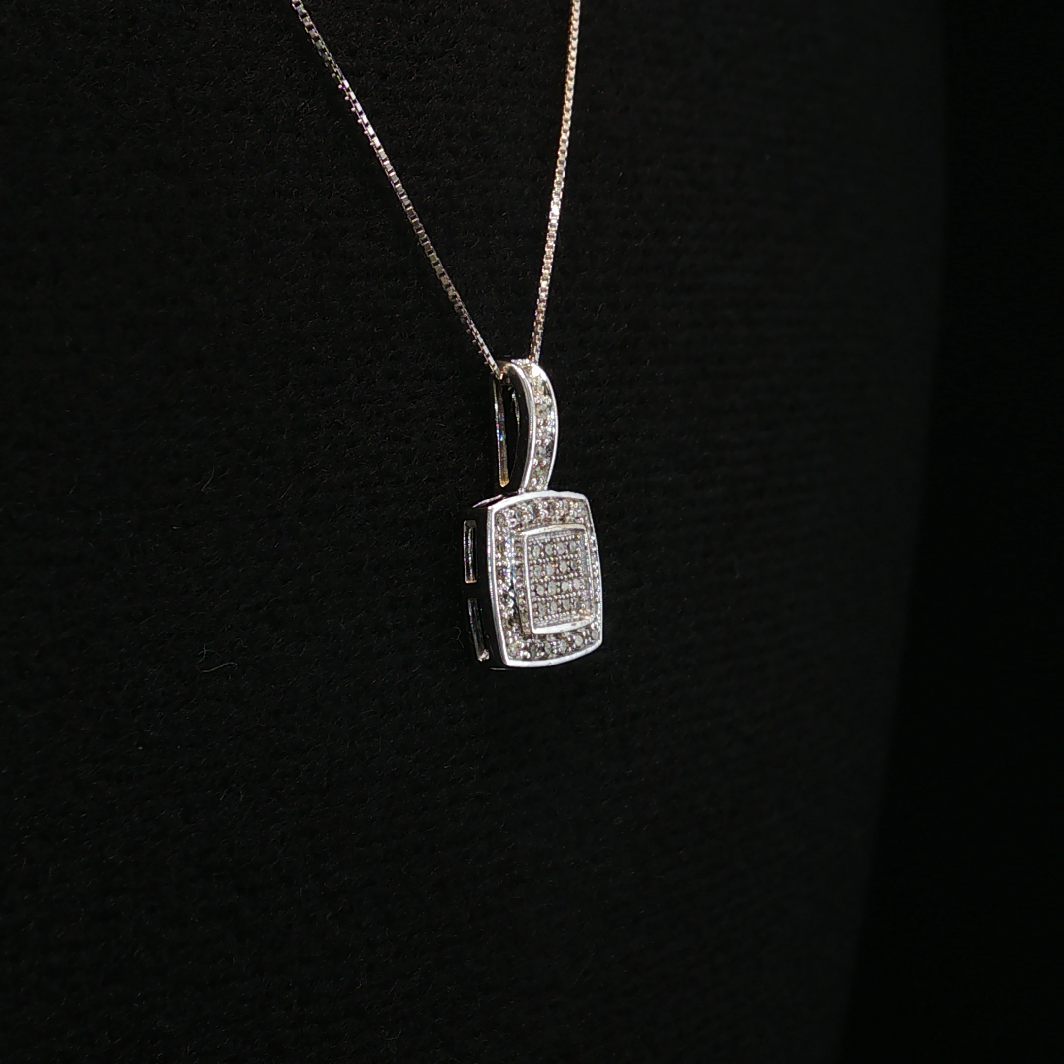 Primrose 10K White Gold Square Diamond Necklace – 0.21 CTW