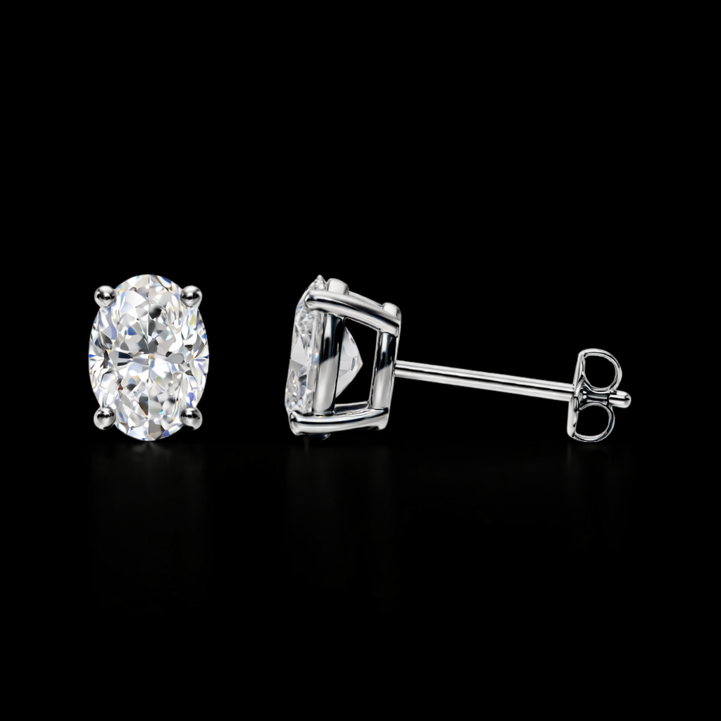 Mariah 14K White Gold 1ct Oval Lab Grown Diamond Stud Earrings