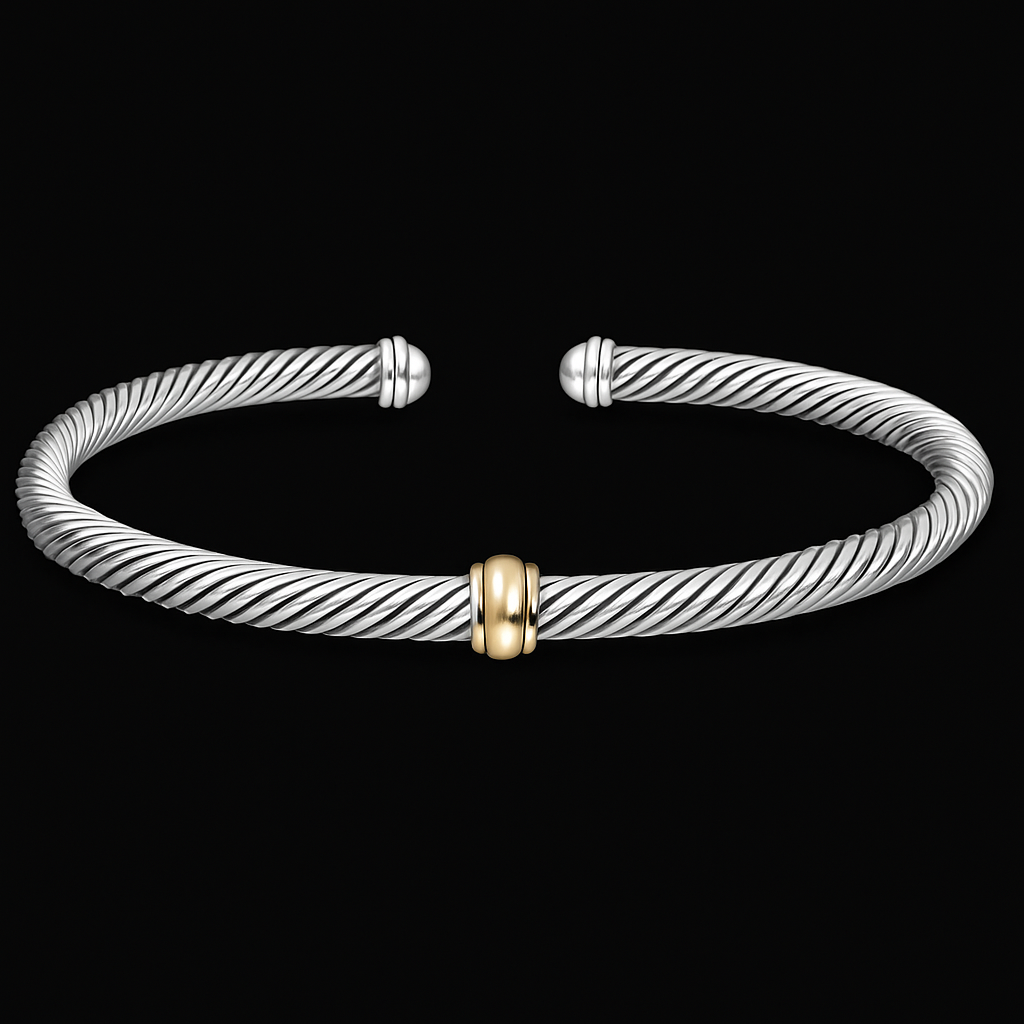 David Yurman – Sterling Silver and 18K Textured Bracelet