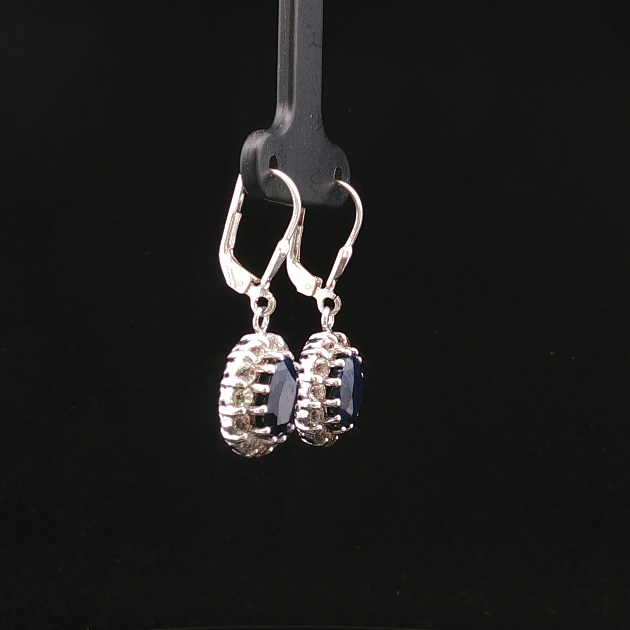 Esthera White Silver Lapis Dangle Earrings