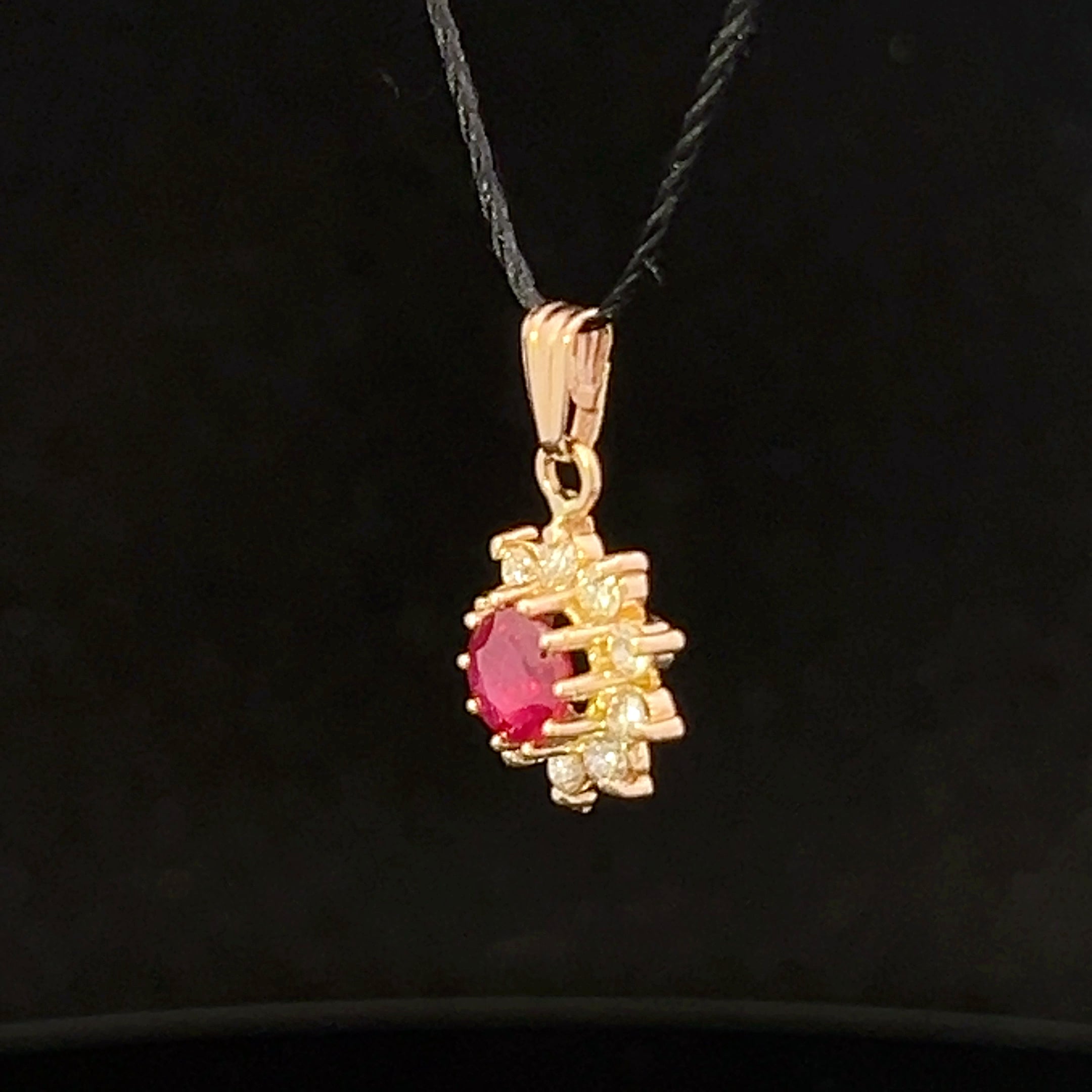 Hailee 14K Yellow Gold Round Ruby with Diamond Halo Pendant