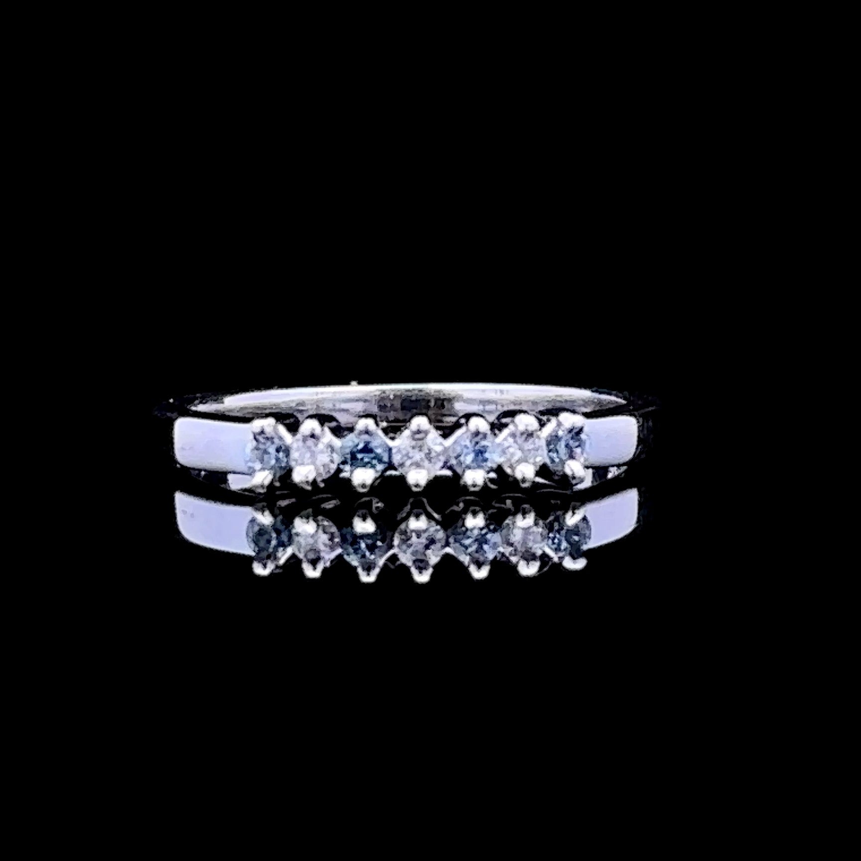 Amelia 14K White Gold Alternating Diamond & Aquamarine Band