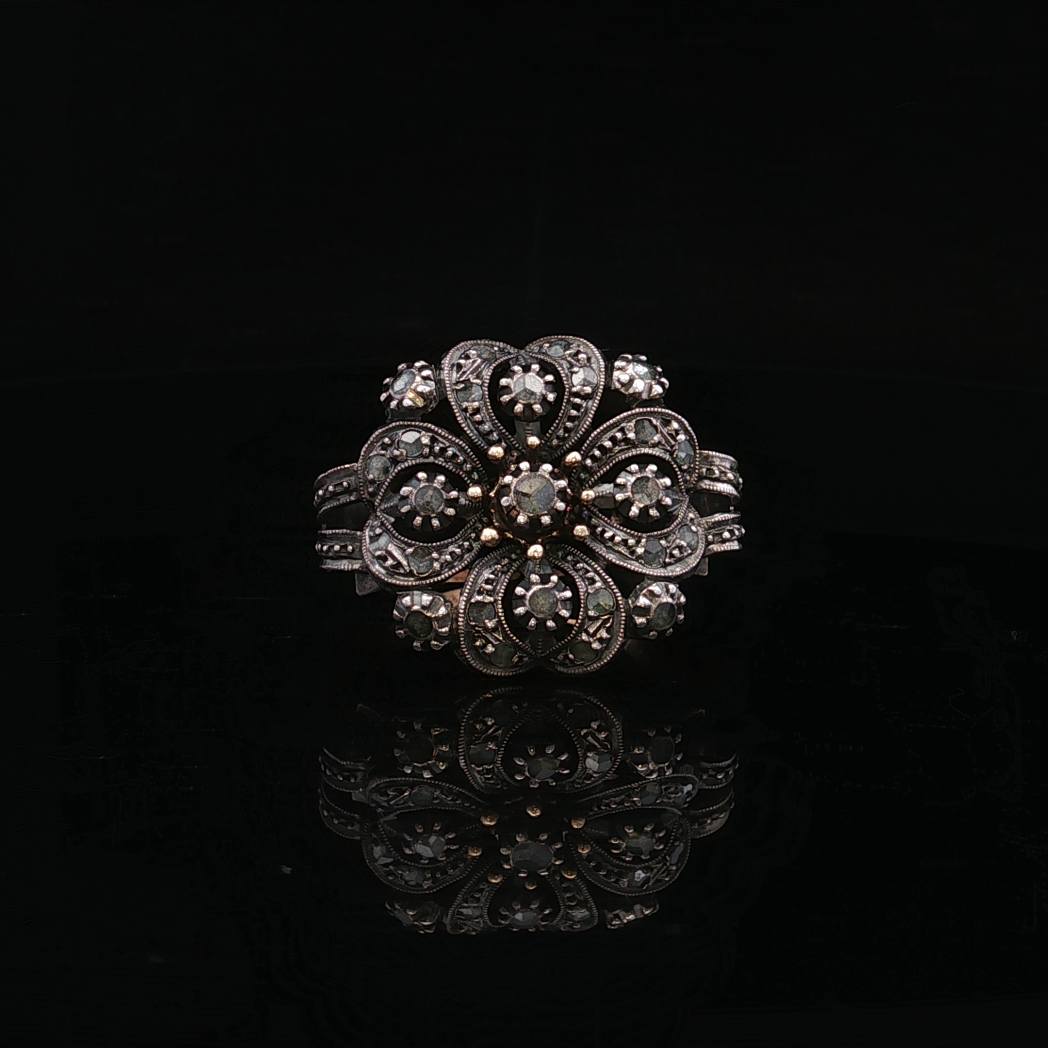 Rebekah Victorian 14K Yellow Gold Rose Cut Diamond Ring