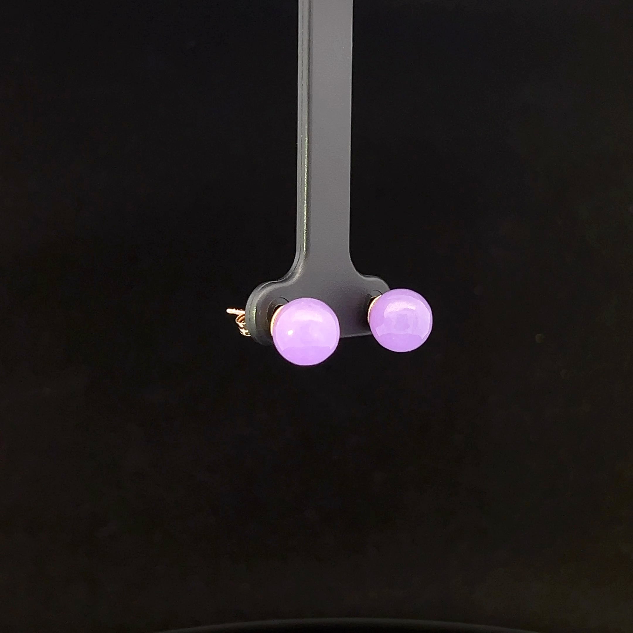 Aquaria 14K Yellow Gold Purple Jade Stud Earrings