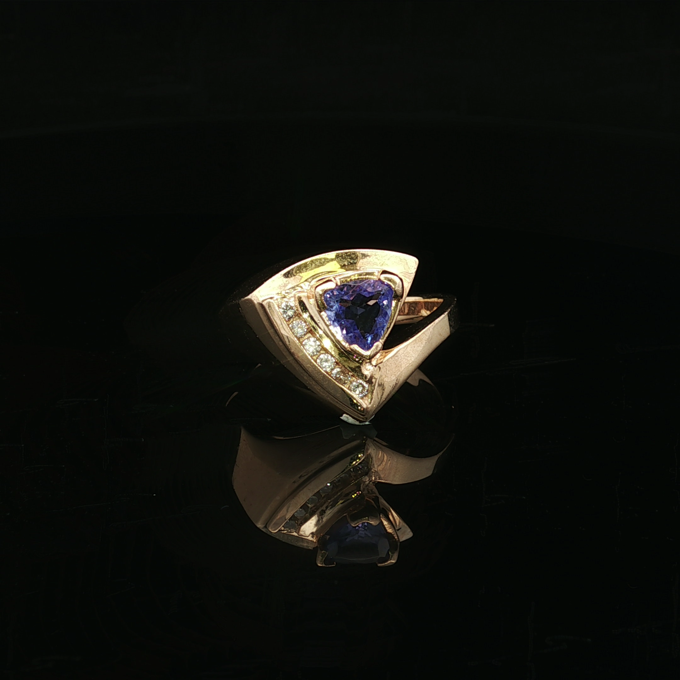 Braylee 14KY .45 CT Trillion Tanzanite & .09 Diamond Ring