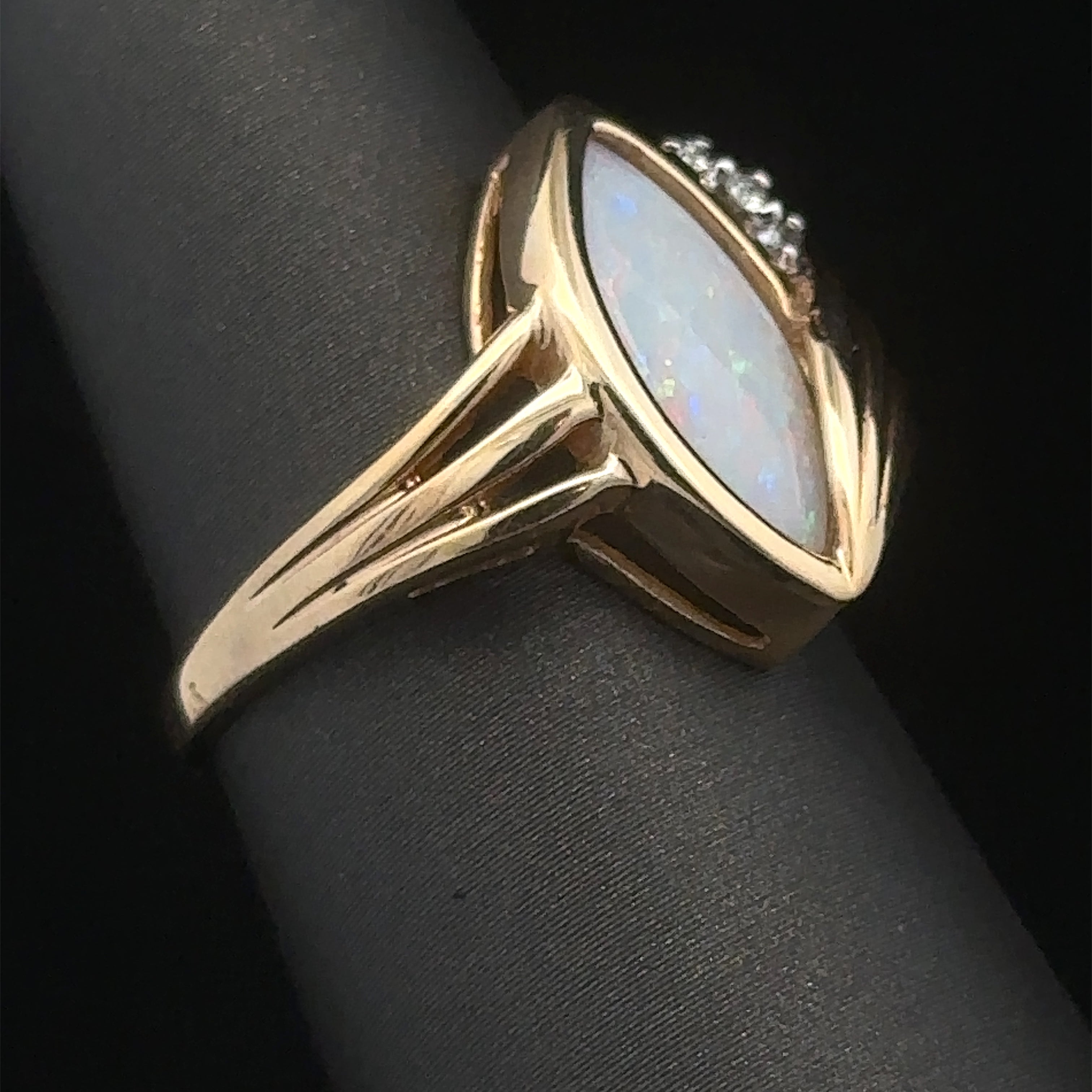 Daisy gold marquise opal ring