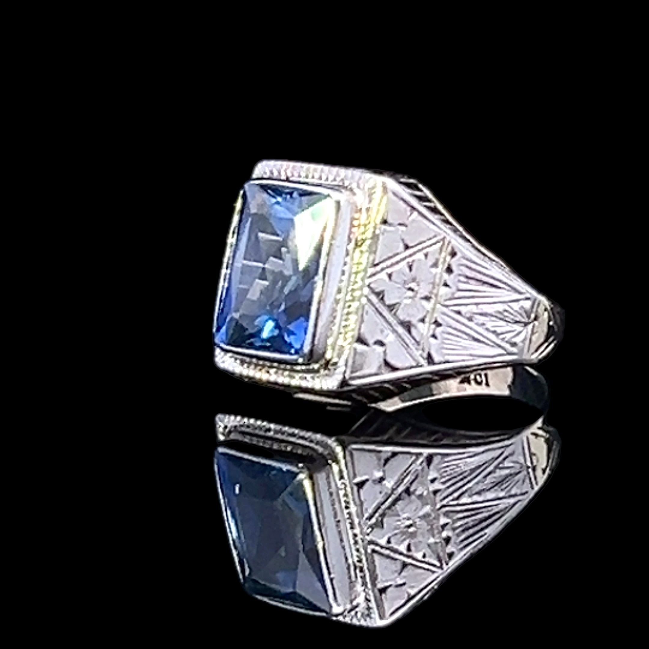 Stella 10K Two-Tone Lab Created Sapphire Ring