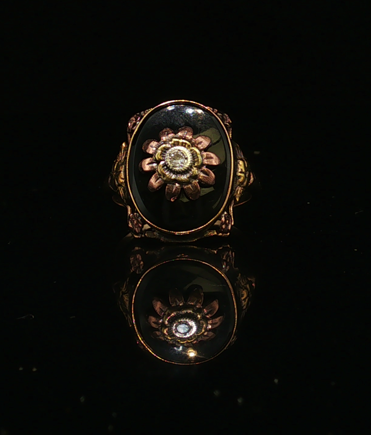 Claralyn Onyx Two-Tone Gold Ring