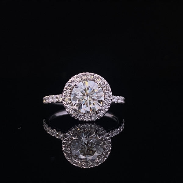 eronica platinum engagement ring with 2.18ct round J VS2 center diamond.