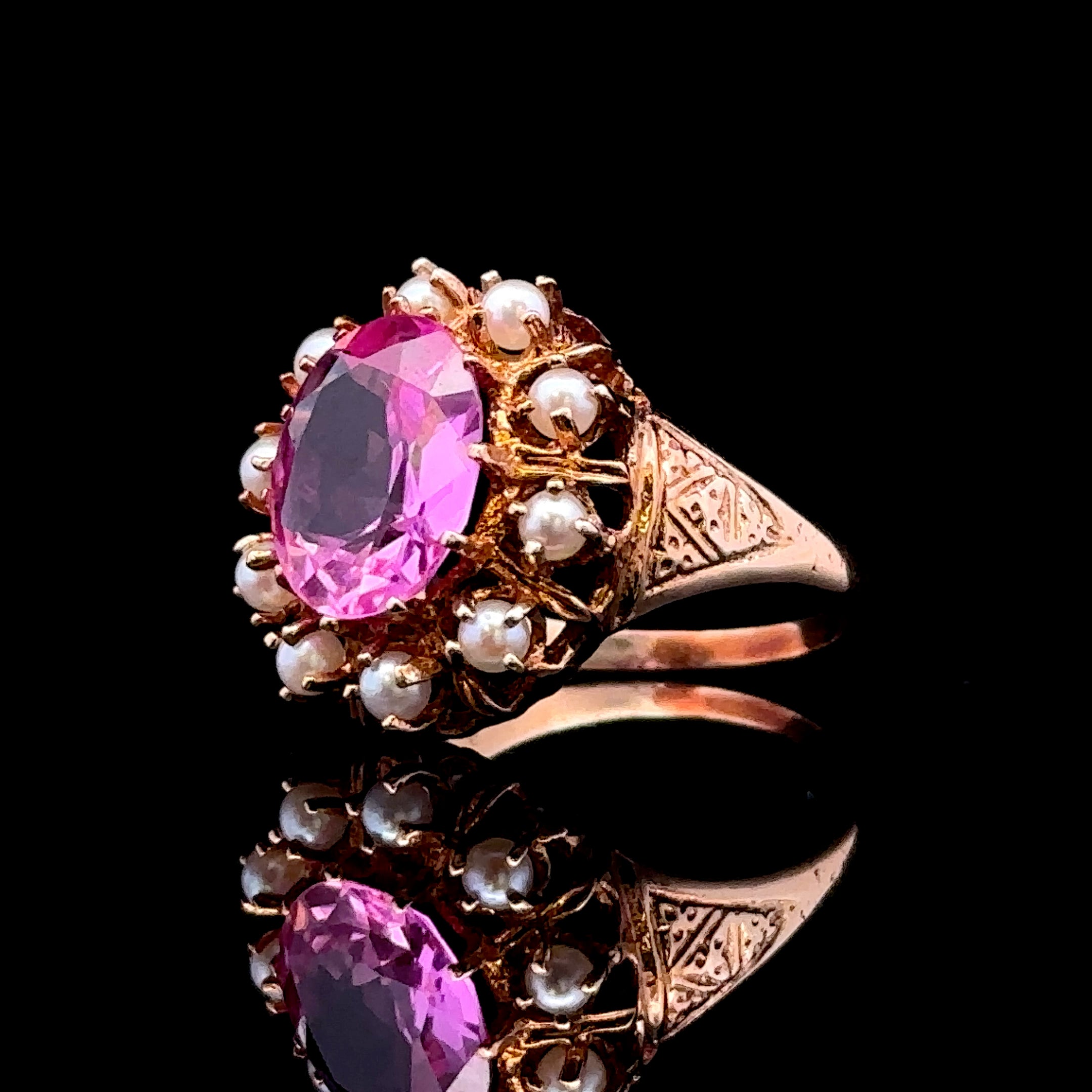 Madeleine 14K Gold Pink Sapphire and Pearl Ring