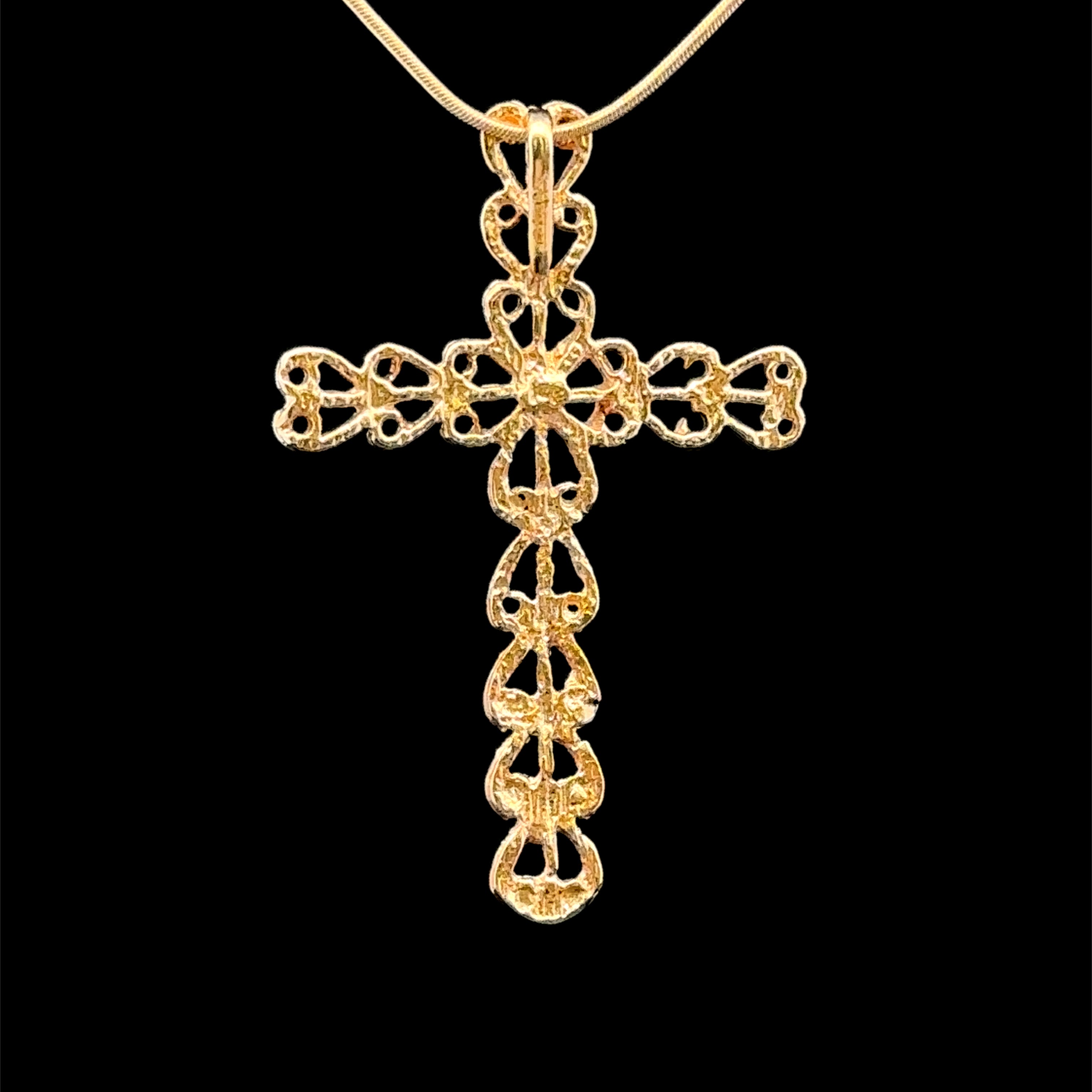 Zora 14K Yellow Gold Cross Pendant with Diamond-Cut Scrollwork